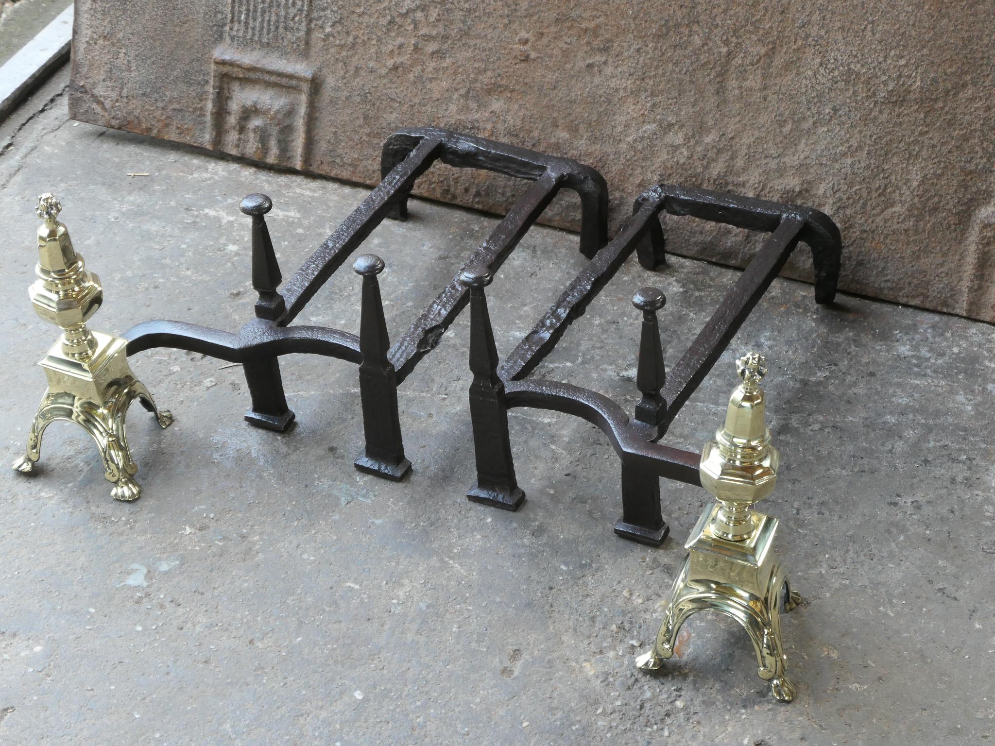 French Louis XIV Period Fireplace Andirons or Fire Grate, 17th Century For Sale 1