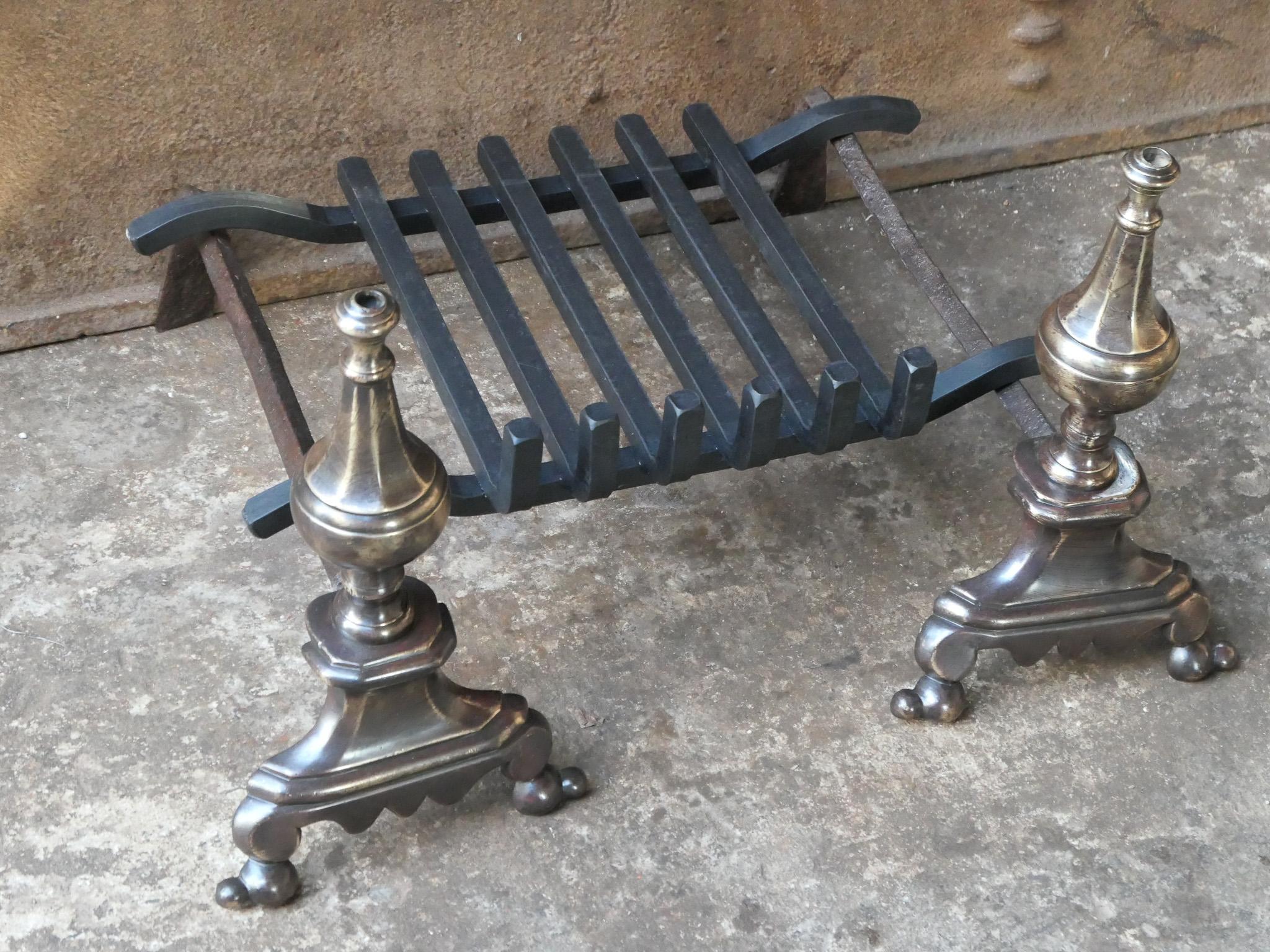 French Louis XIV Period Fireplace Andirons or Fire Grate, 17th Century For Sale 1