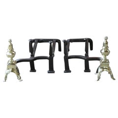 French Louis XIV Period Fireplace Andirons or Fire Grate, 17th Century