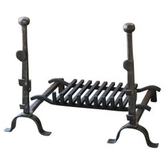 French Louis XIV Period Fireplace Andirons or Fire Grate, 17th Century