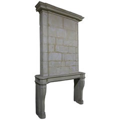 Antique French Louis XIV Period Fireplace with Trumeau Limestone 18th C Paris-France