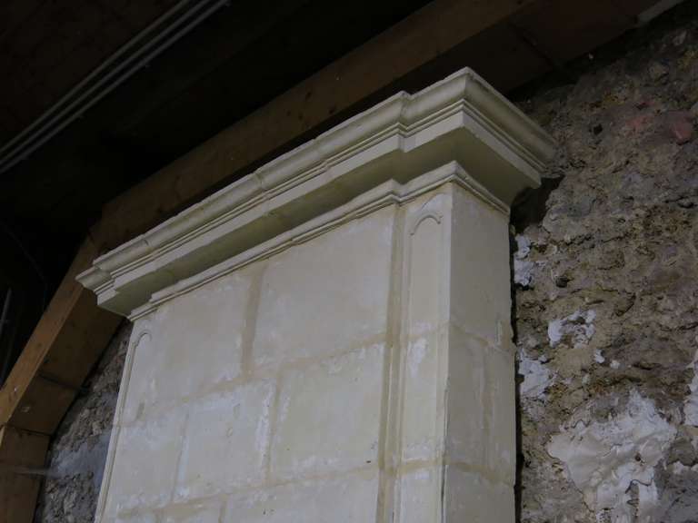 French Louis XIV Period Fireplace with Trumeau Limestone 18th C Paris-France For Sale 5