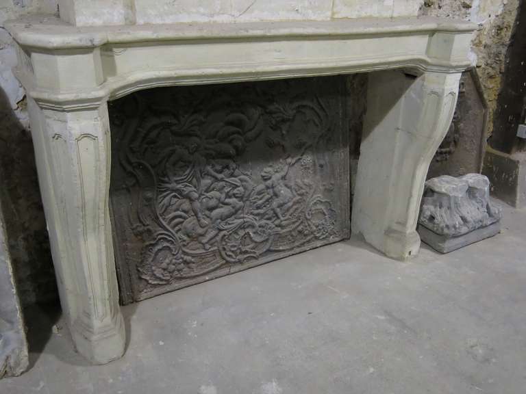 18th Century and Earlier French Louis XIV Period Fireplace with Trumeau Limestone 18th C Paris-France For Sale