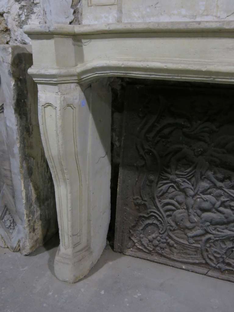 French Louis XIV Period Fireplace with Trumeau Limestone 18th C Paris-France For Sale 1