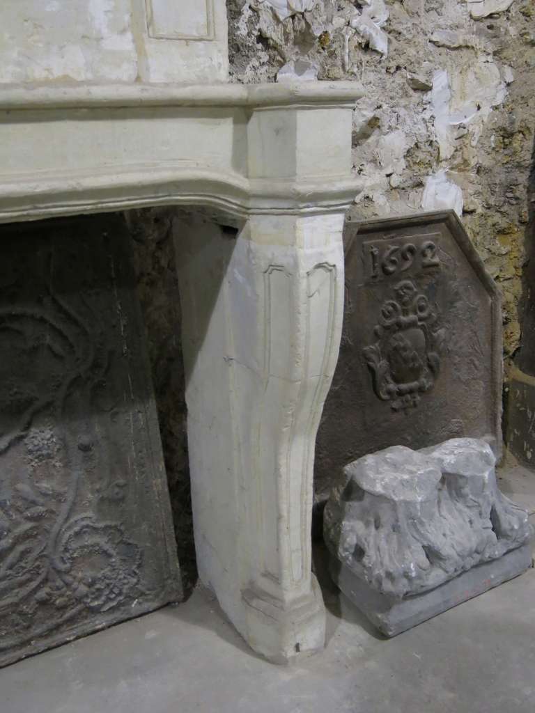 French Louis XIV Period Fireplace with Trumeau Limestone 18th C Paris-France For Sale 2