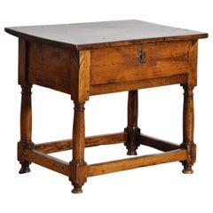 Spanish Louis XIV Period Light Walnut 1-Drawer Low Table, ca. 1700