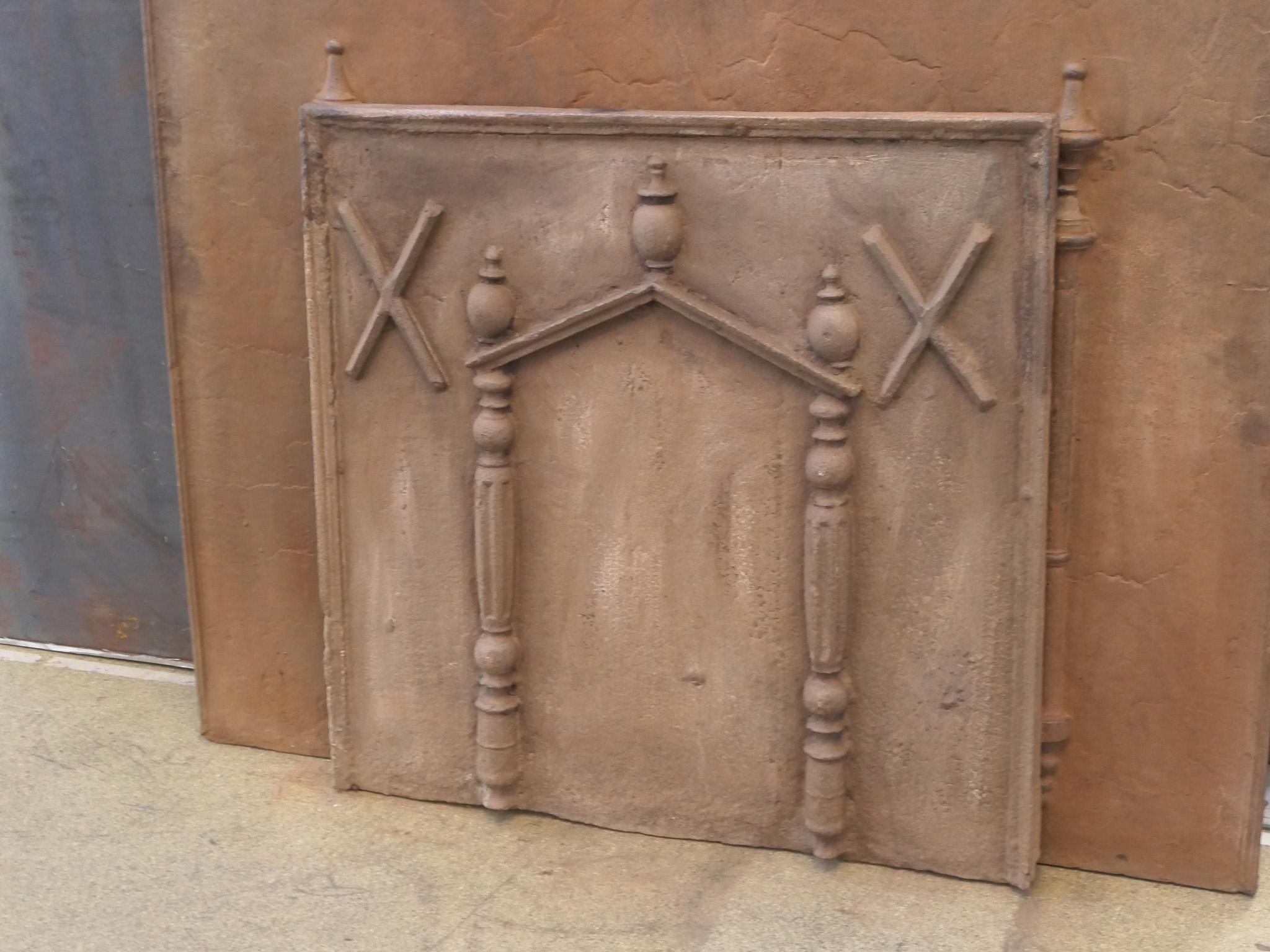 Cast French Louis XIV Period 'Pillars and Pediment' Fireback / Backsplash For Sale