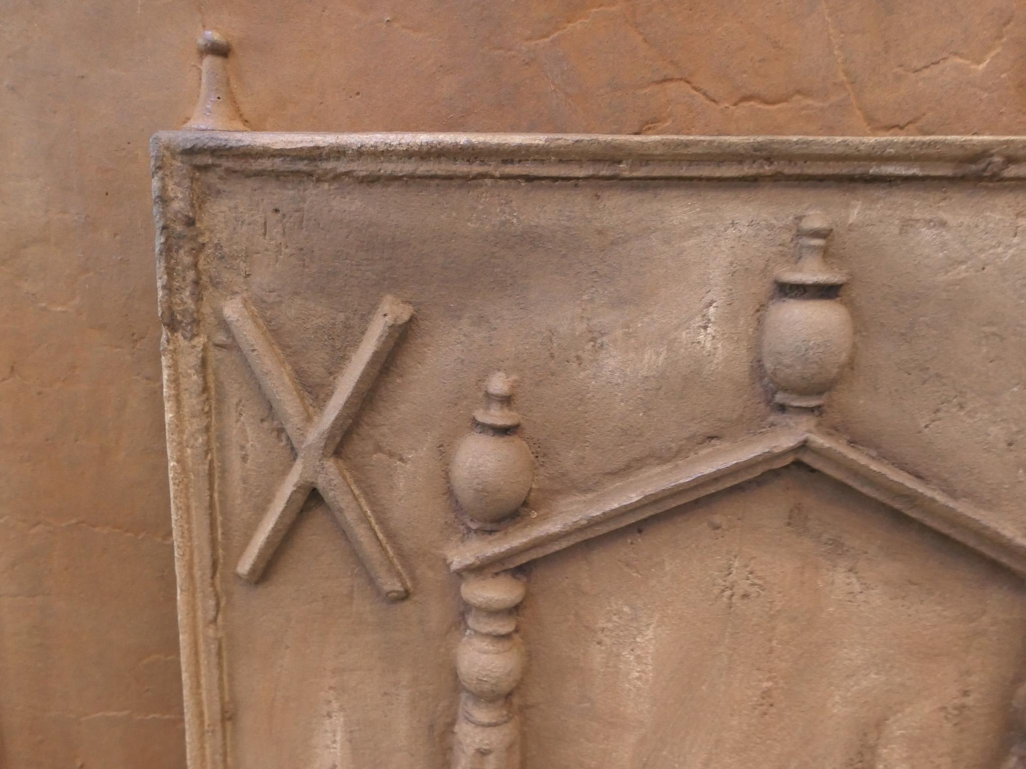 18th Century French Louis XIV Period 'Pillars and Pediment' Fireback / Backsplash For Sale
