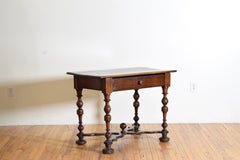 French Louis XIV Period Shaped Walnut 1-Drawer Table, 1st quarter 18th century