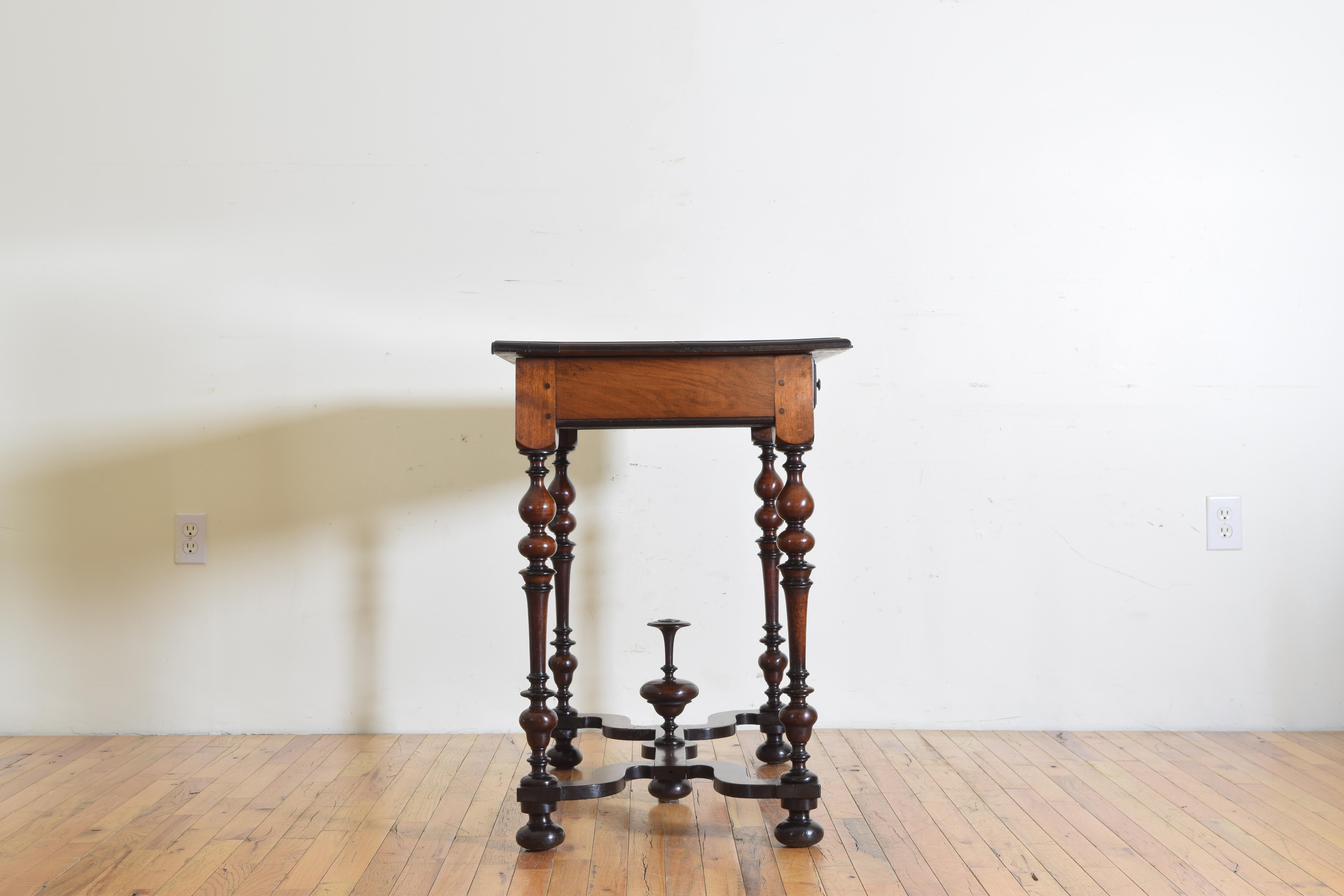 French Louis XIV Period Walnut 1-Drawer Table, Early 18th Century 1