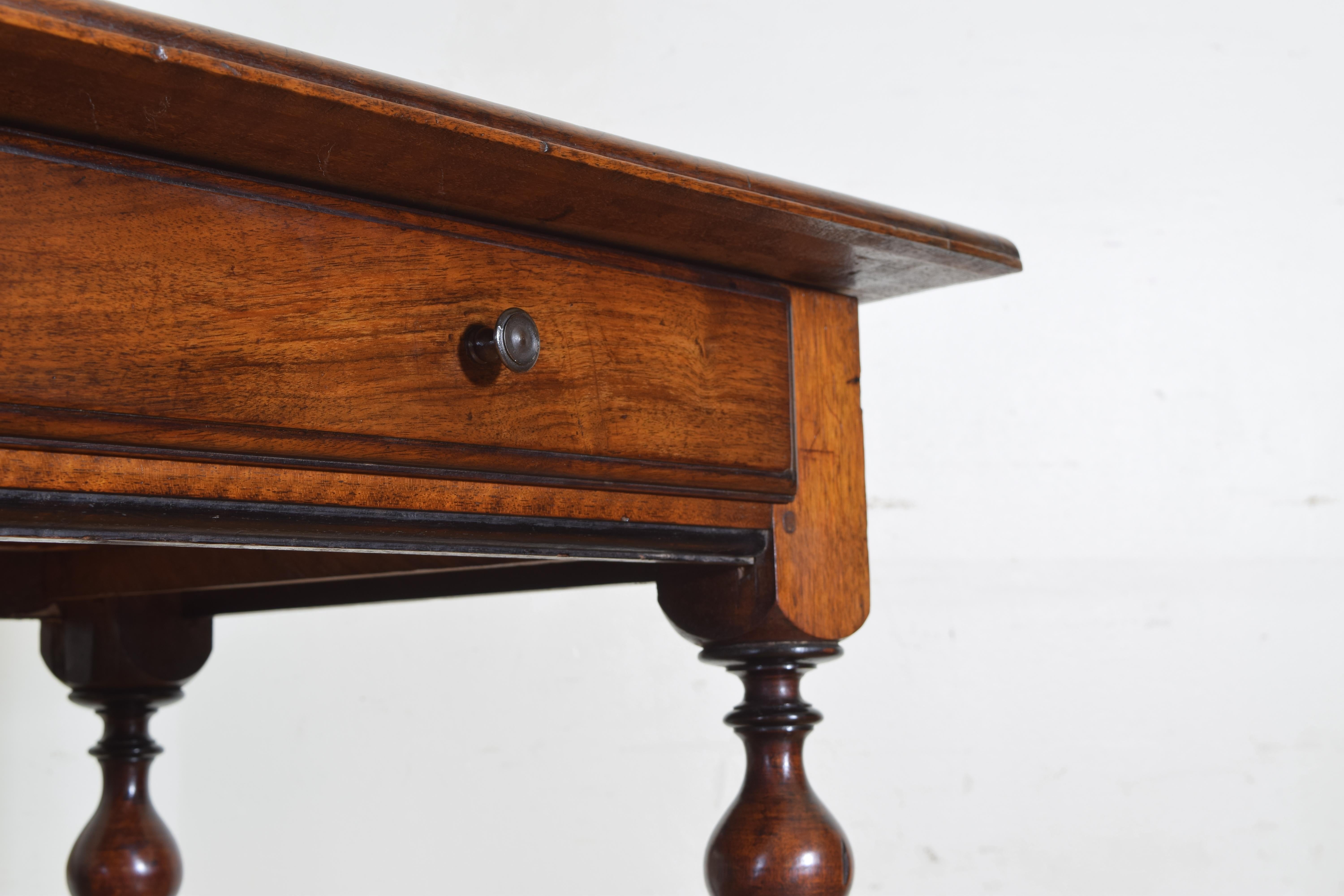 French Louis XIV Period Walnut 1-Drawer Table, Early 18th Century 4