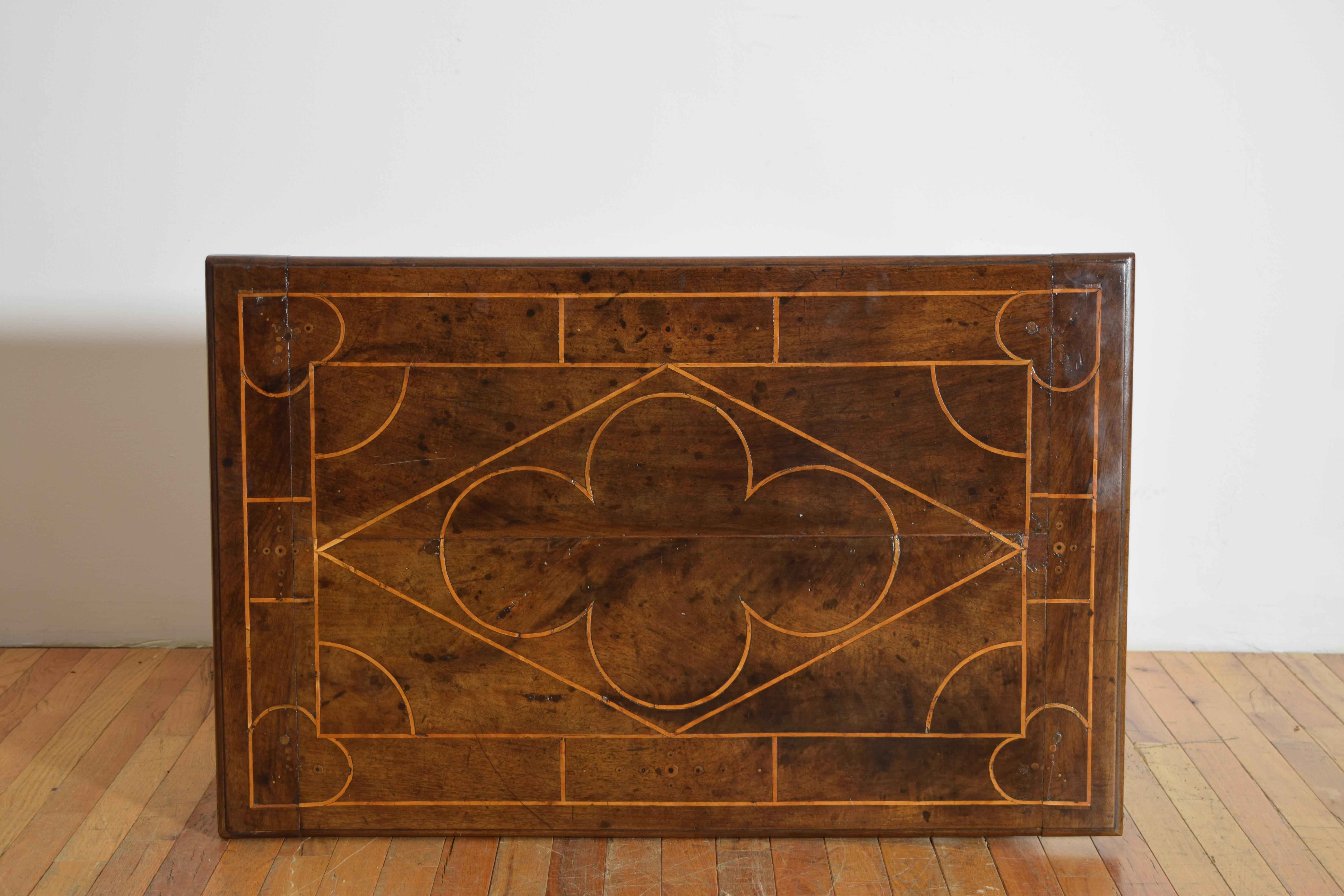 French Louis XIV Period Walnut, Line Inlaid, and Turned 1-Drawer Table, ca. 1735 For Sale 6