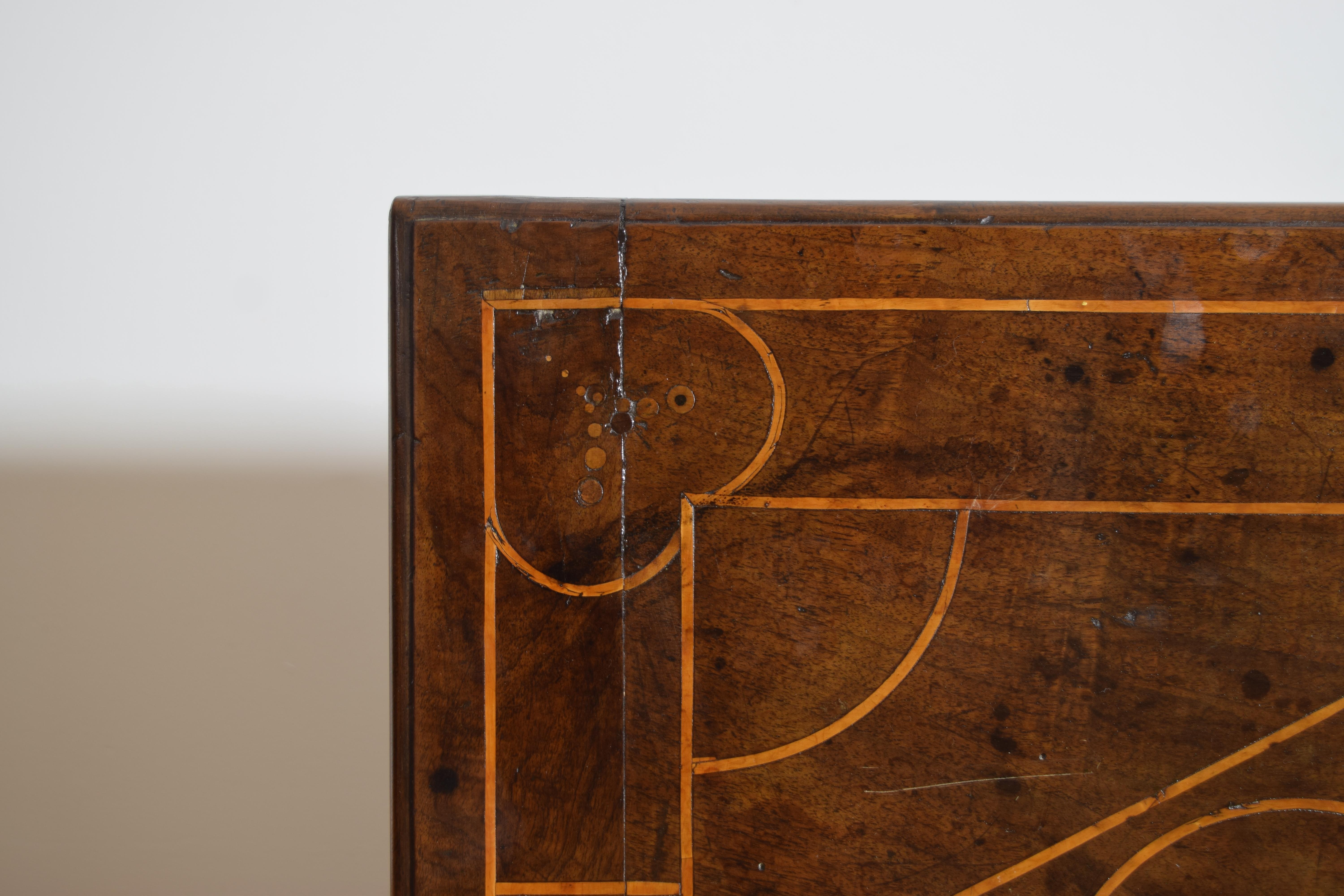 French Louis XIV Period Walnut, Line Inlaid, and Turned 1-Drawer Table, ca. 1735 For Sale 7