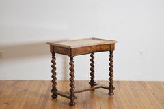 French Louis XIV Period Walnut & Marble-Top Table, 1stq 18th century