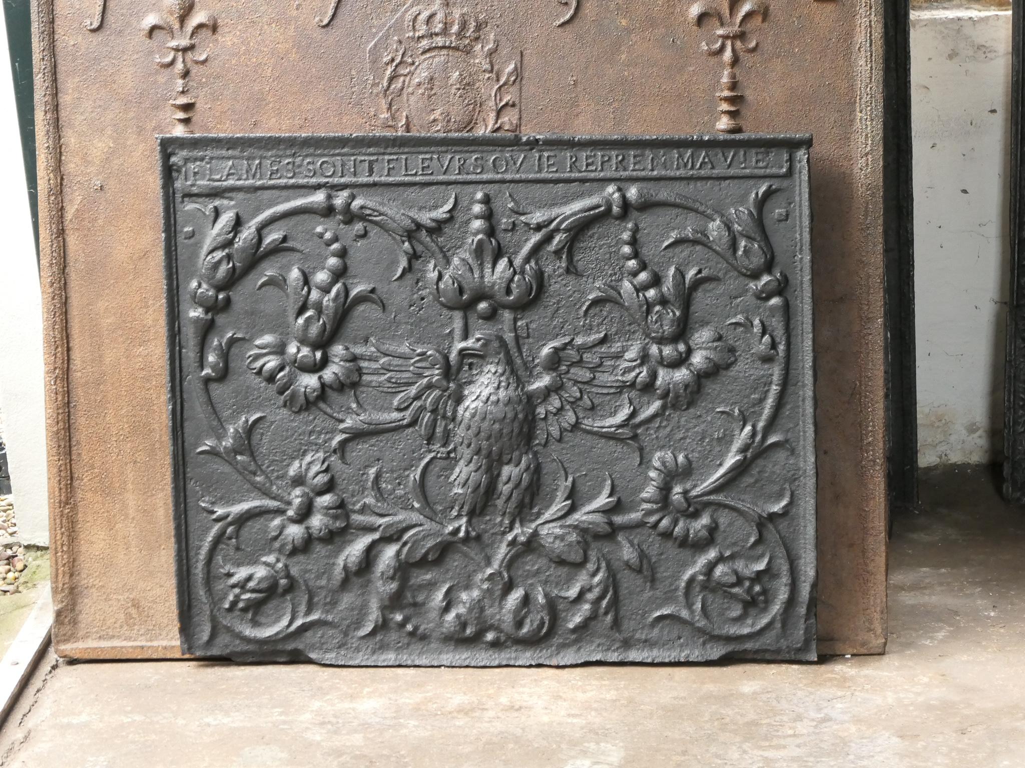 French Louis XIV 'Phoenix' Fireback, 17th-18th Century In Good Condition In Amerongen, NL