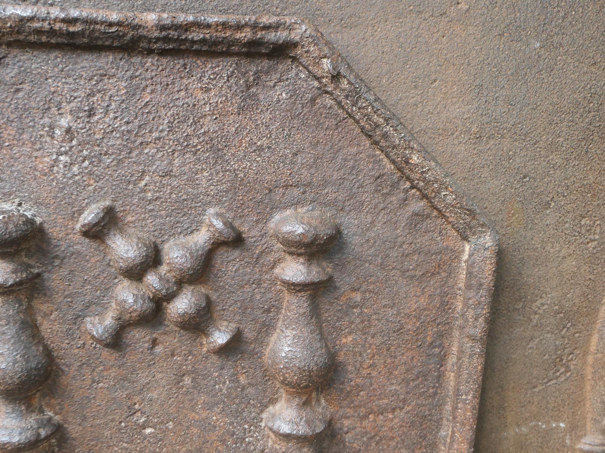 French Louis XIV 'Pillars with Saint Andrew's Cross' Fireback / Backsplash For Sale 4