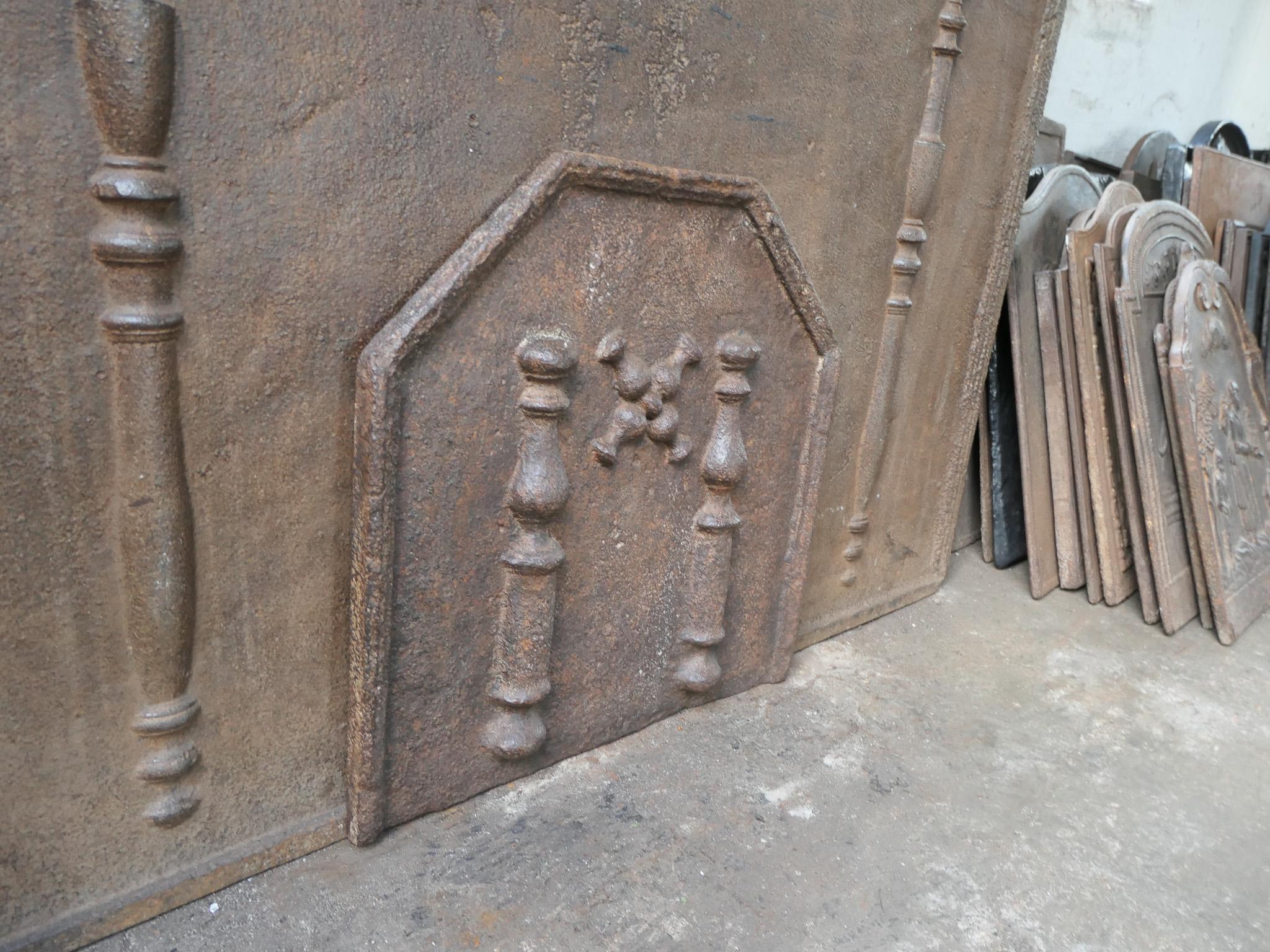 French Louis XIV 'Pillars with Saint Andrew's Cross' Fireback / Backsplash For Sale 6