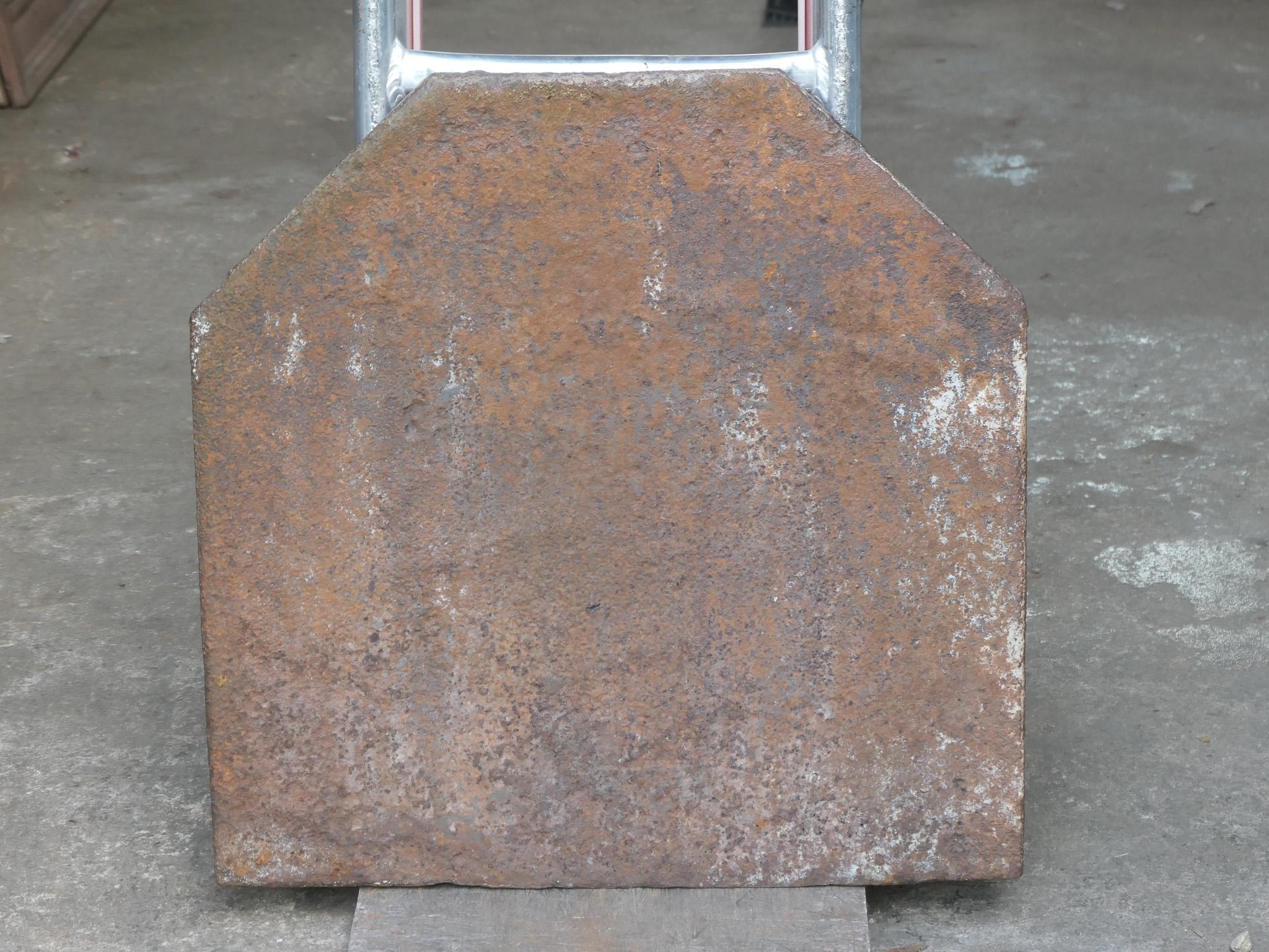 17th-18th century French fireback with a Saint Andrew's cross and two pillars of Hercules. Saint Andrew is said to have been martyred on a cross in this shape. The cross is since then a sign for humility and sacrifice. The pillars of Hercules