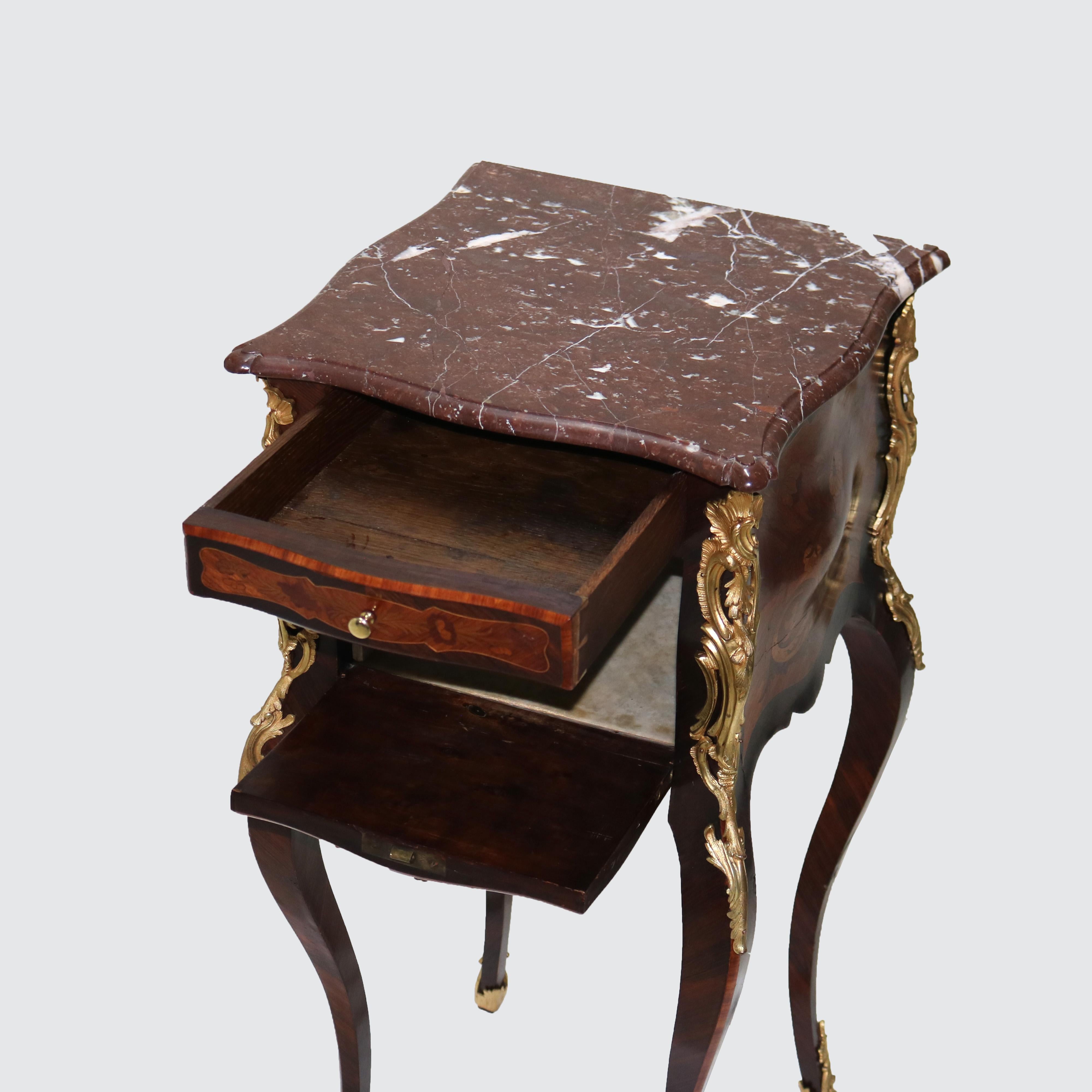 Französischer Louis XIV Palisander, Königsholz & Ormolu Rouge Marmor Beistelltisch 20.Jh. (20. Jahrhundert) im Angebot