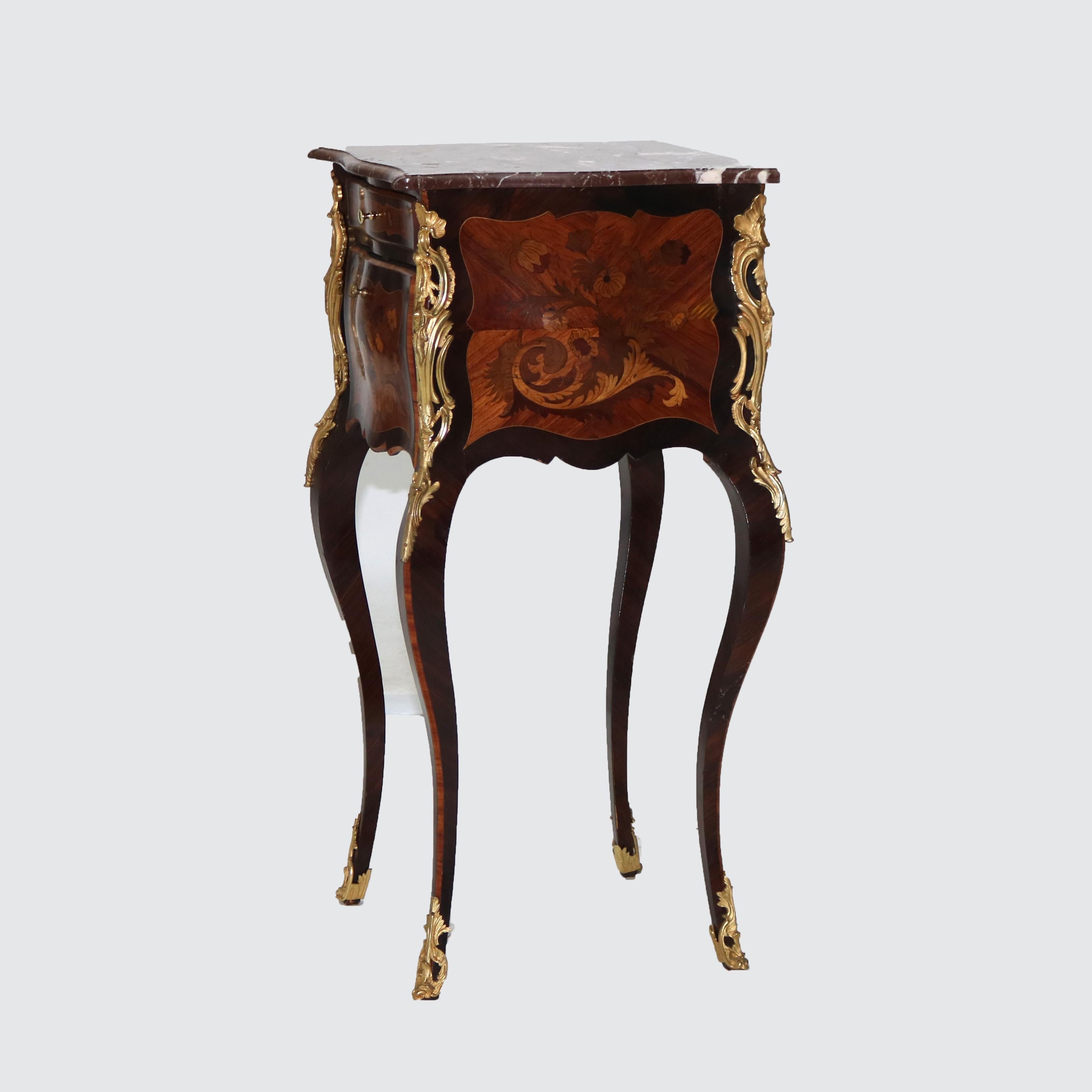 Französischer Louis XIV Palisander, Königsholz & Ormolu Rouge Marmor Beistelltisch 20.Jh. (Goldbronze) im Angebot