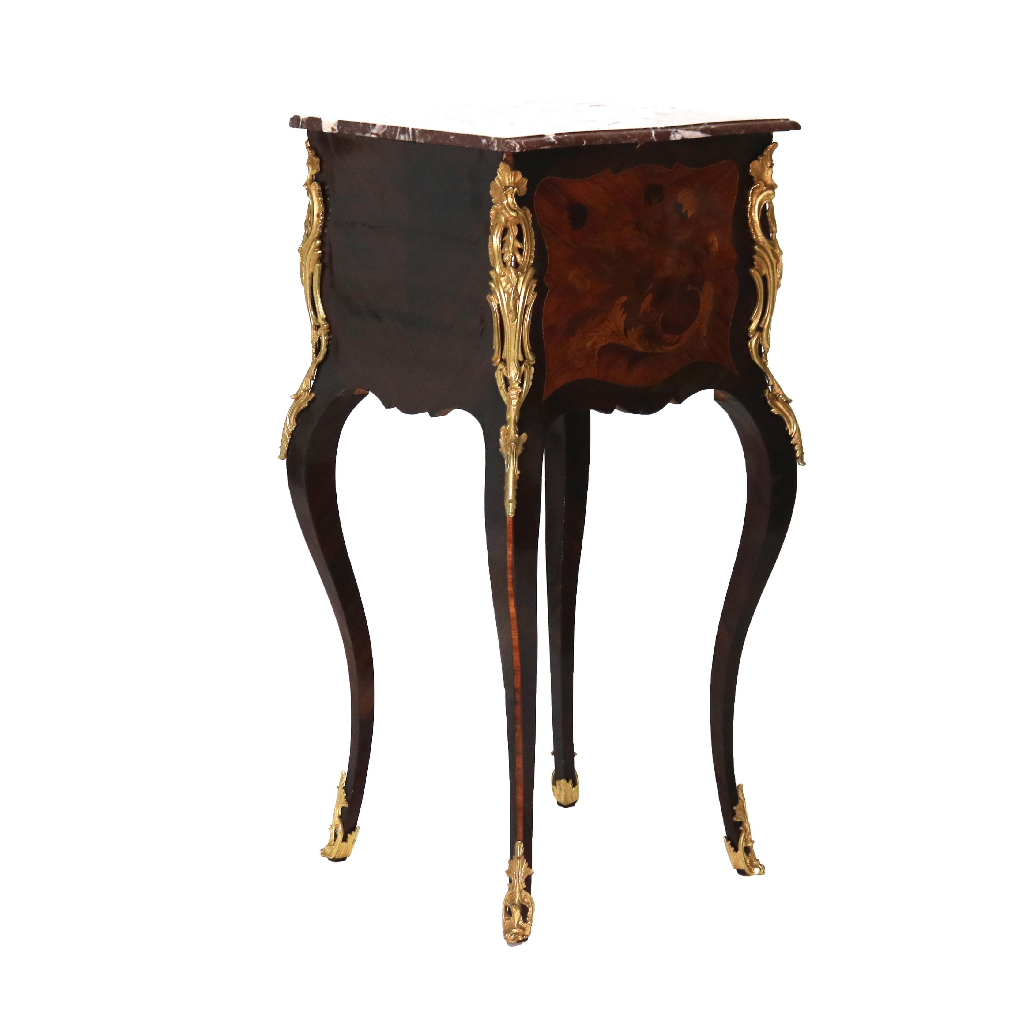 Französischer Louis XIV Palisander, Königsholz & Ormolu Rouge Marmor Beistelltisch 20.Jh. im Angebot 1