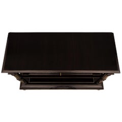 French Louis XIV St. Boulle Two-Tier Rectangular Ebony Console