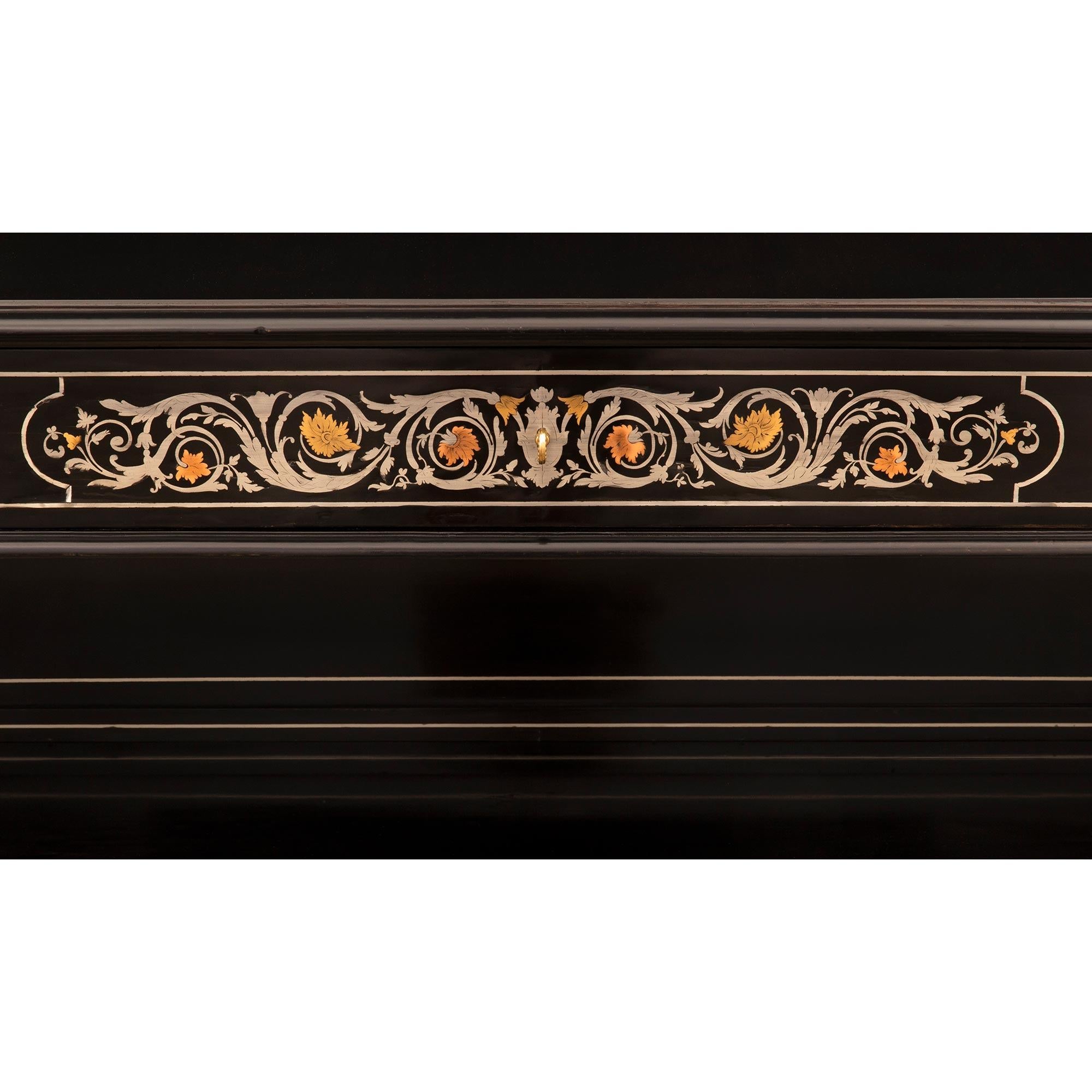 French Louis XIV St. Boulle Two-Tier Rectangular Ebony Console For Sale 1