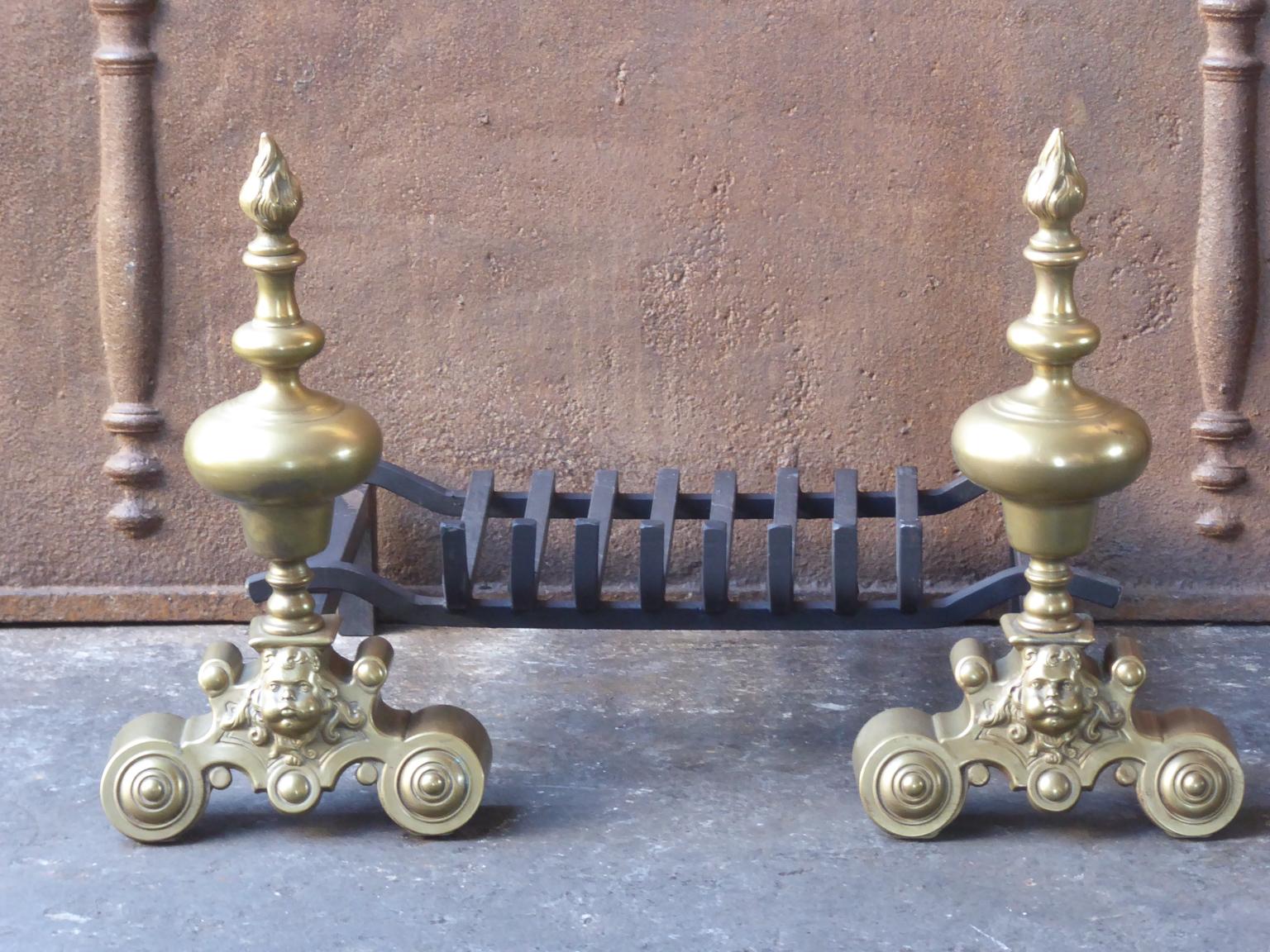 French Louis XIV Style Andirons or Firedogs 4