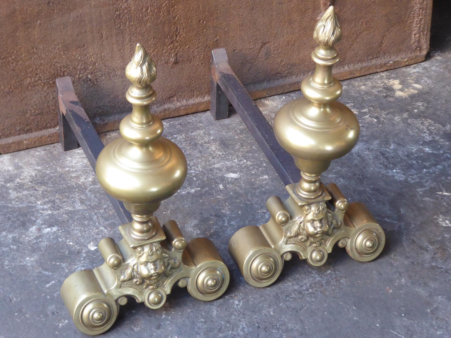 French Louis XIV Style Andirons or Firedogs In Good Condition In Amerongen, NL