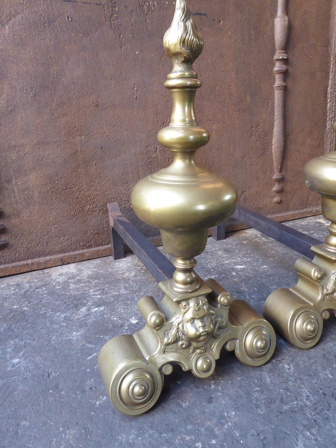 20th Century French Louis XIV Style Andirons or Firedogs