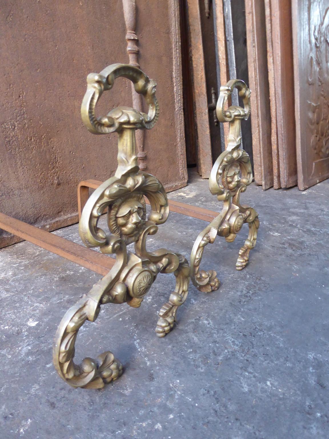 20th Century French Louis XIV Style Andirons or Firedogs
