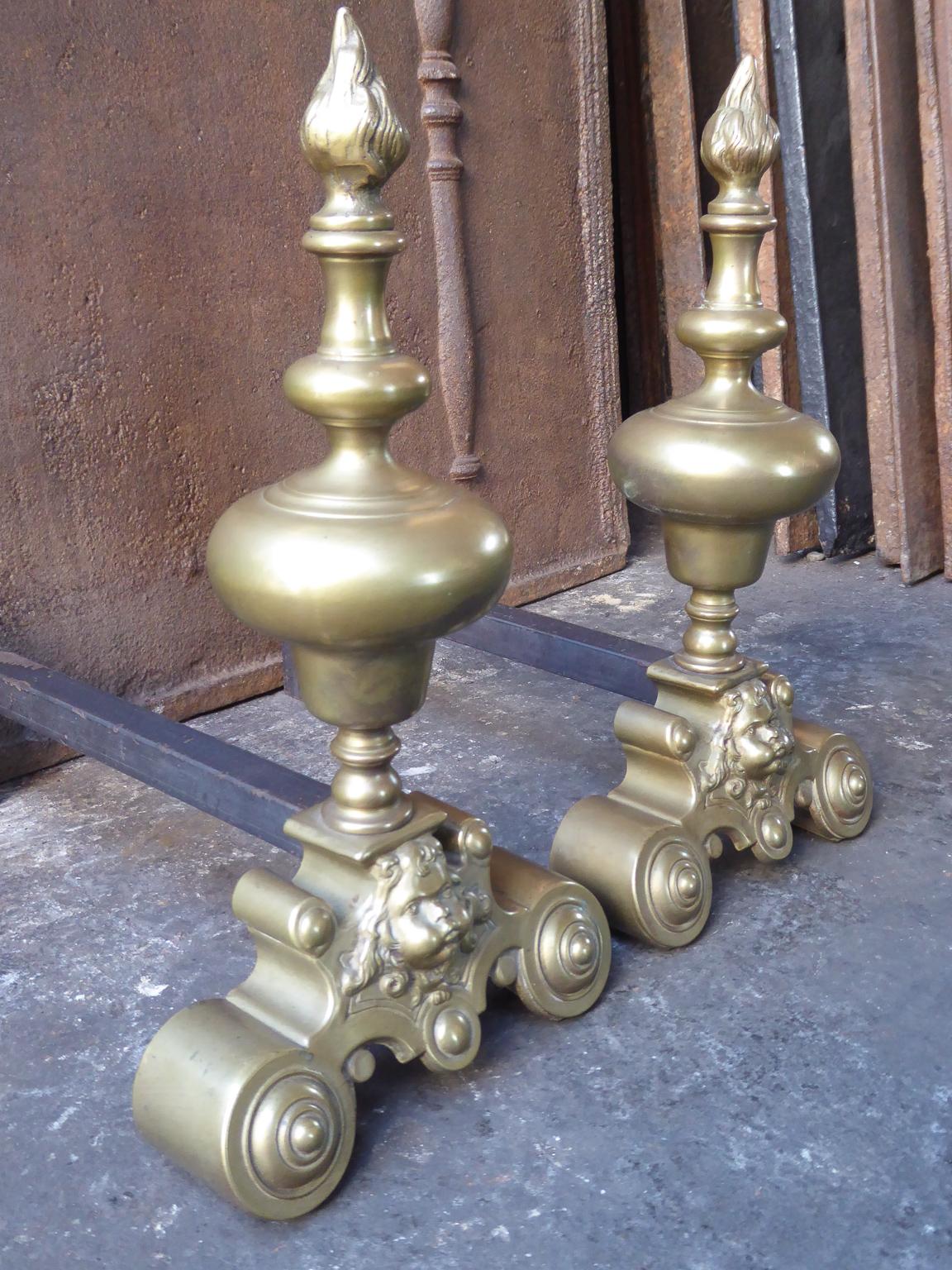 French Louis XIV Style Andirons or Firedogs 1