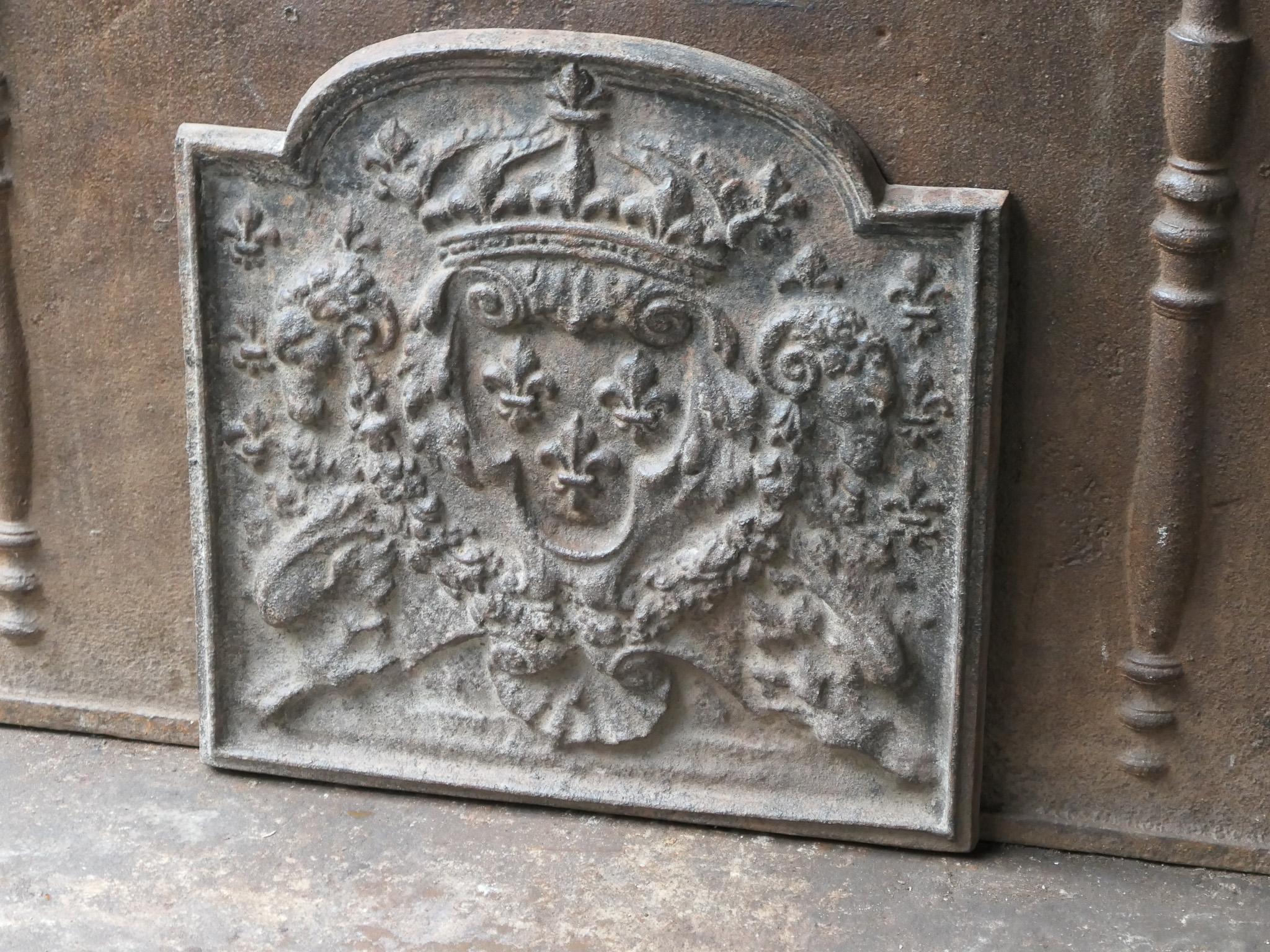 Iron French Louis XIV Style 'Arms of France' Fireback / Backsplash, 20th Century For Sale