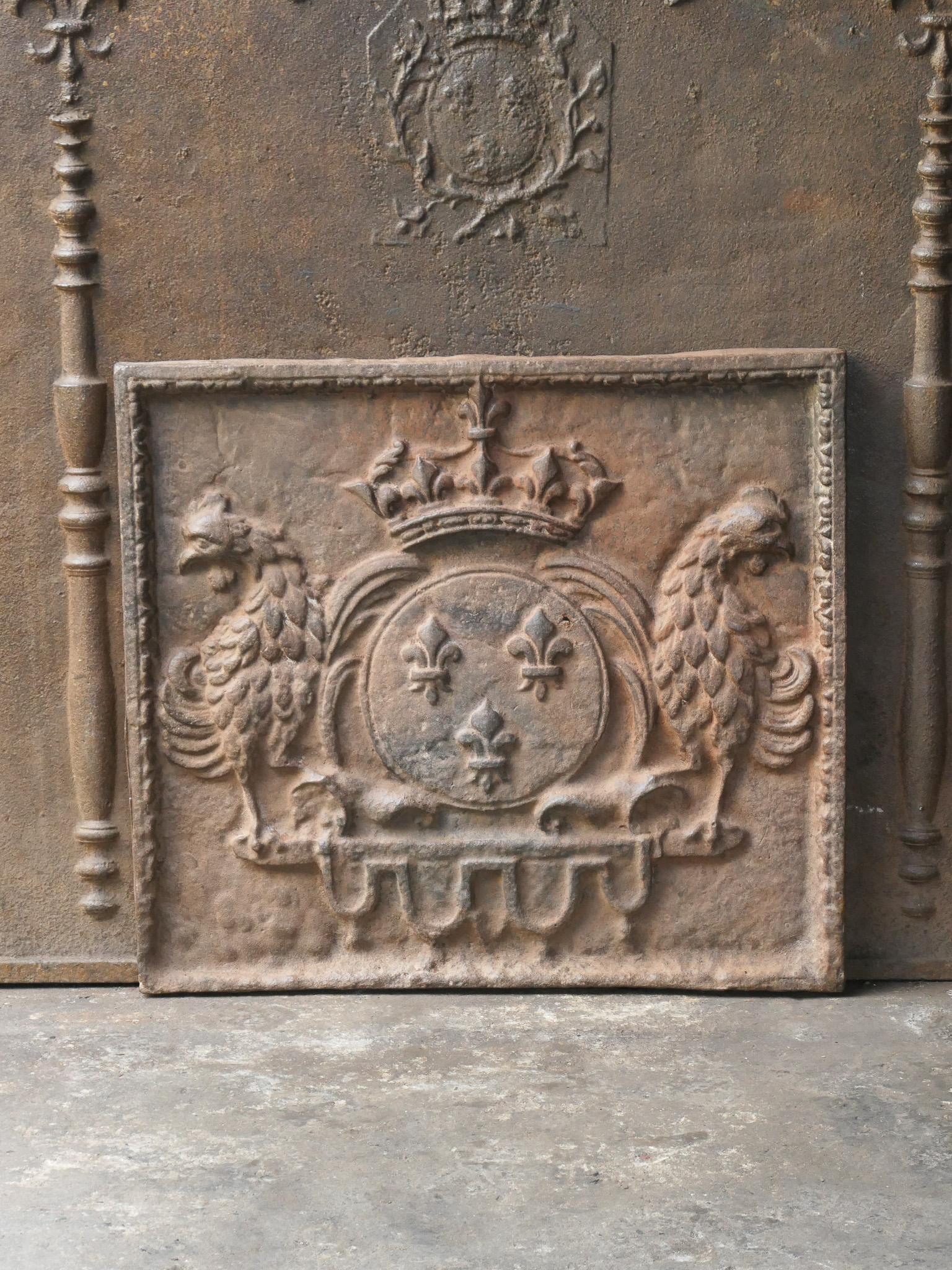 Cast French Louis XIV Style 'Arms of France' Fireback / Backsplash, 20th Century For Sale