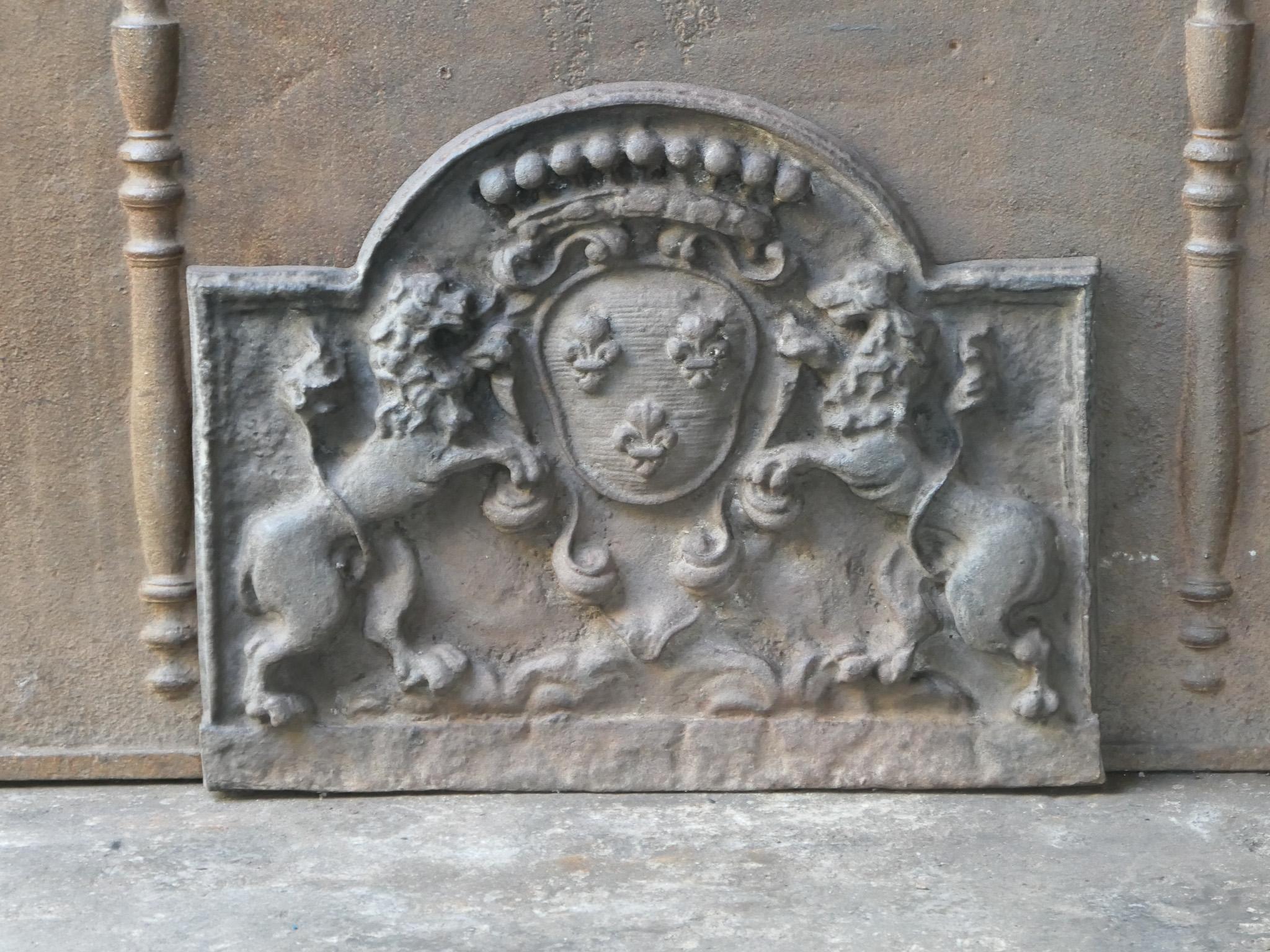 French Louis XIV Style 'Arms of France' Fireback / Backsplash, 20th Century In Good Condition For Sale In Amerongen, NL