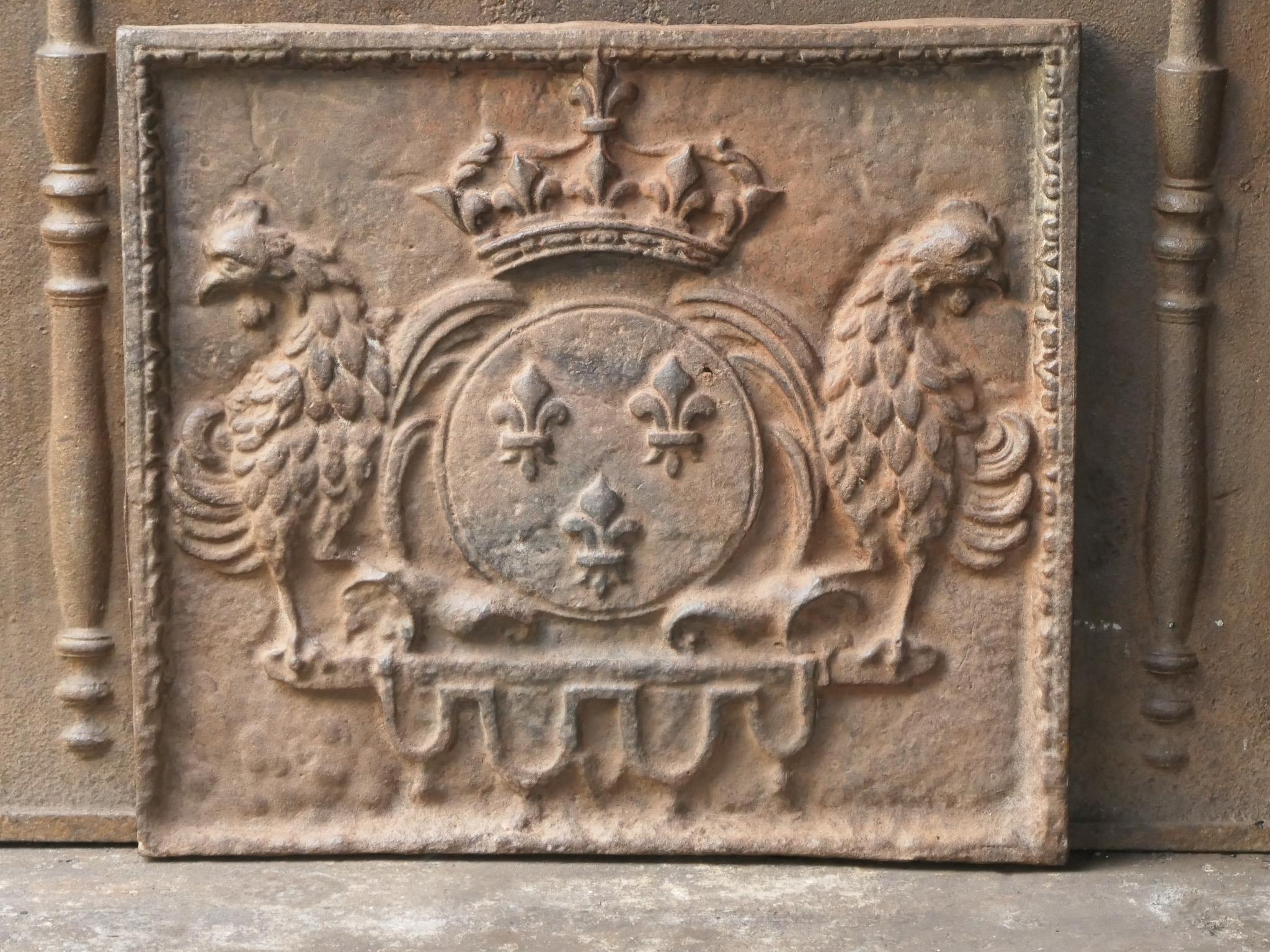 Iron French Louis XIV Style 'Arms of France' Fireback / Backsplash, 20th Century For Sale