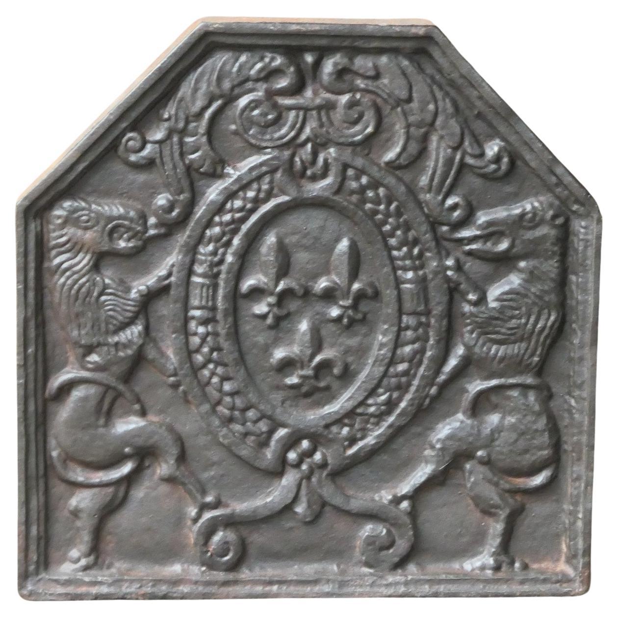 Plaque de cheminée française de style Louis XIV « Arms of France », 20e siècle