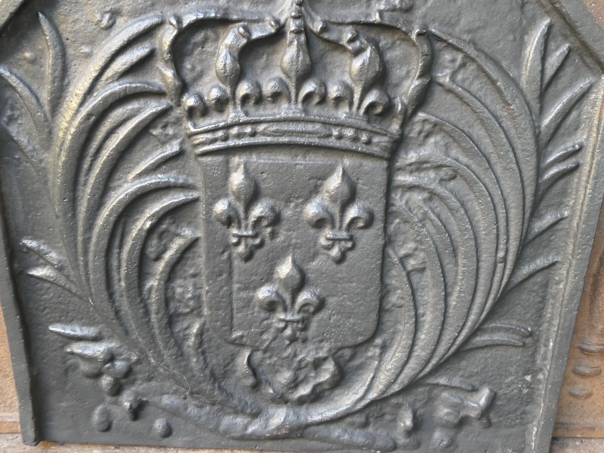 Plaque de cheminée française de style Louis XIV « Arms of France » en vente 1