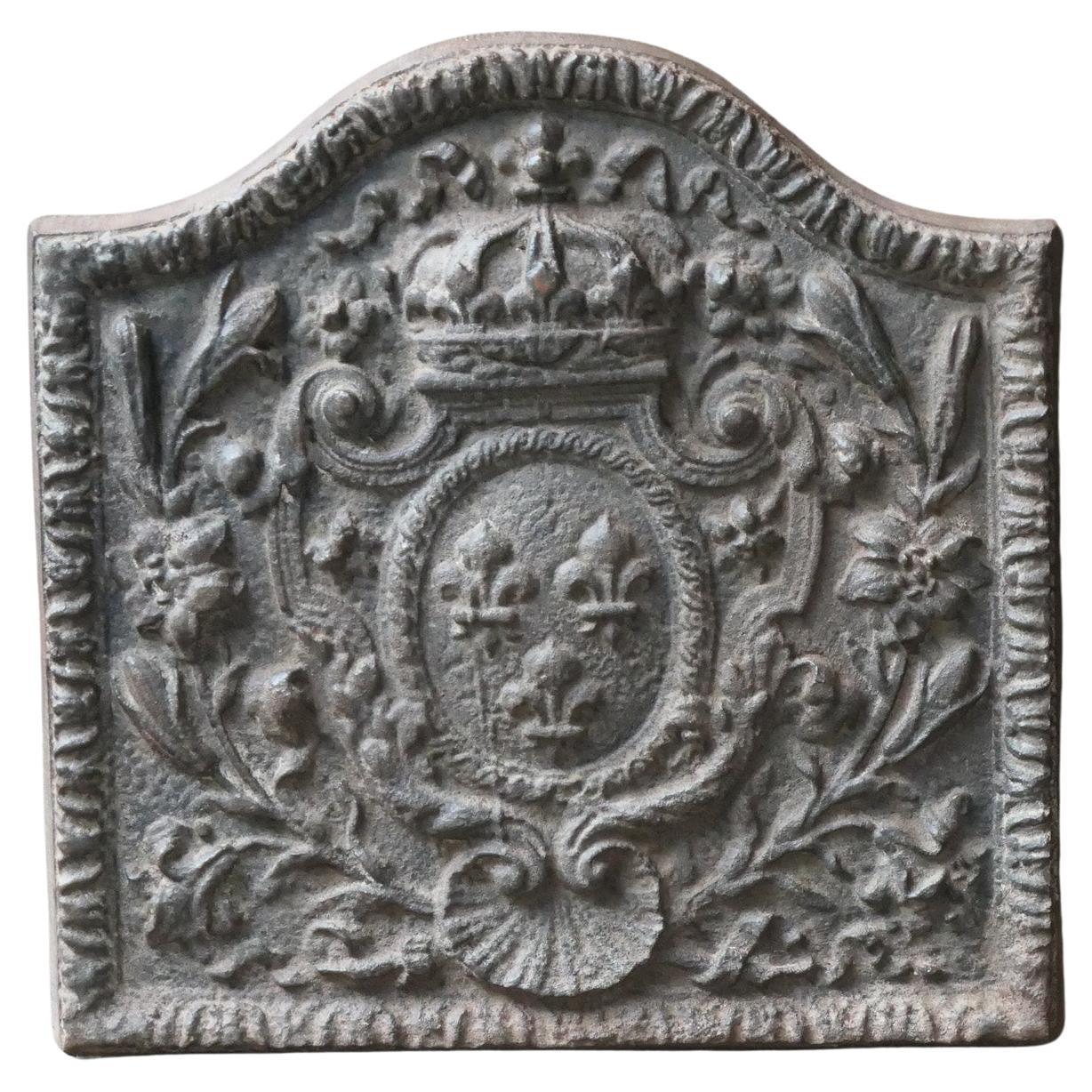 French Louis XIV Style 'Arms of France' Fireback / Backsplash For Sale
