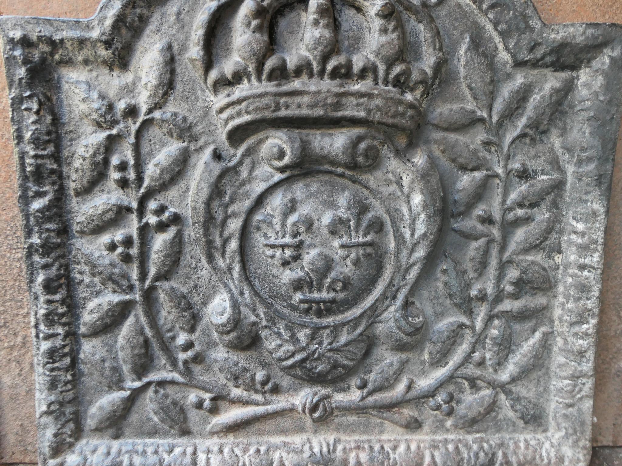French Louis XIV Style 'Arms of France' Fireback / Backsplash For Sale 4