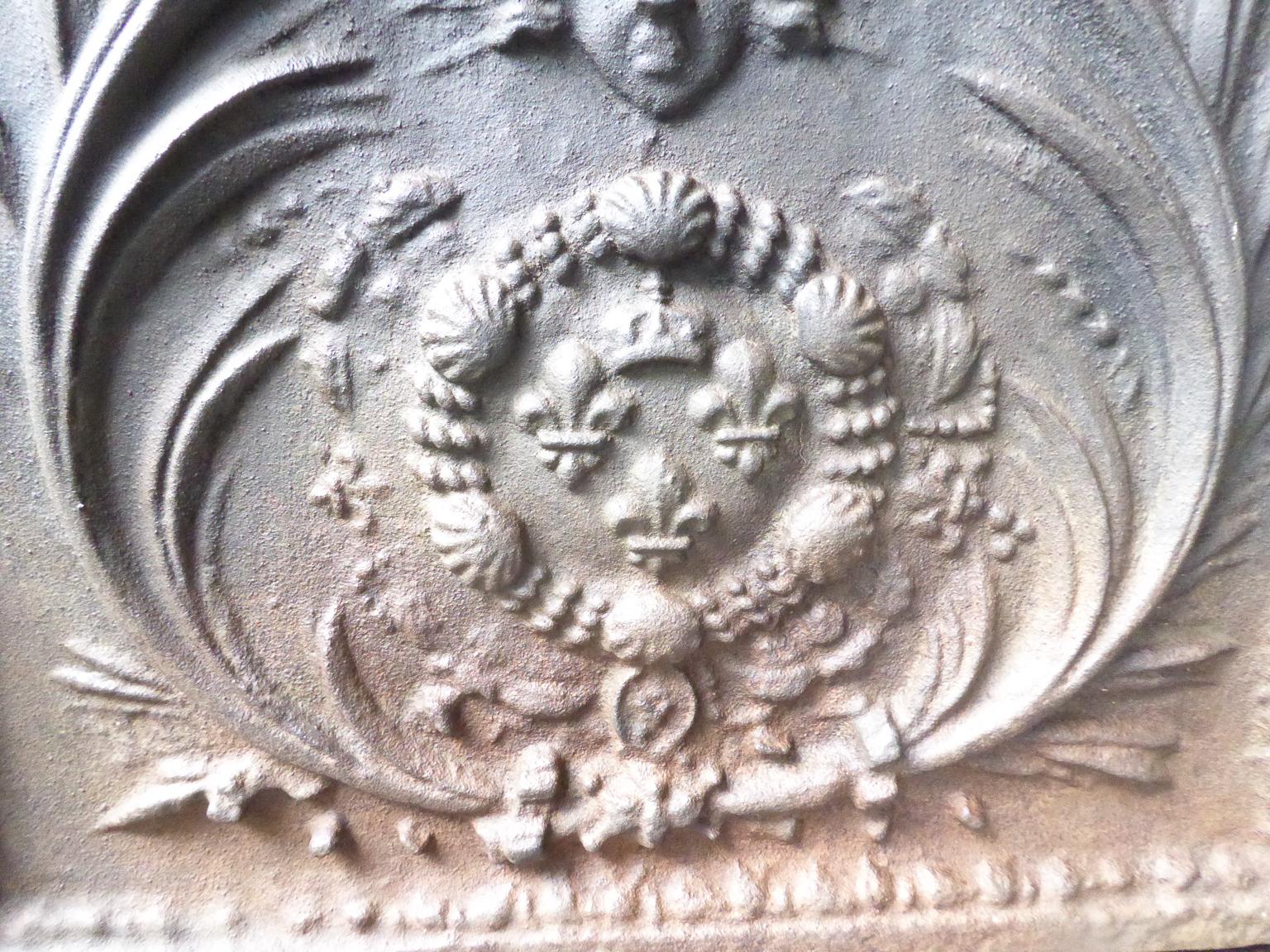 Cast French Louis XIV Style 'Arms of France' Fireback