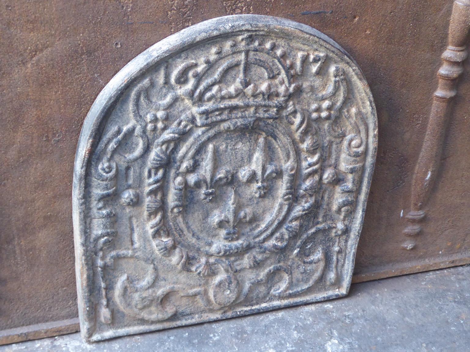 Cast French Louis XIV Style 'Arms of France' Fireback
