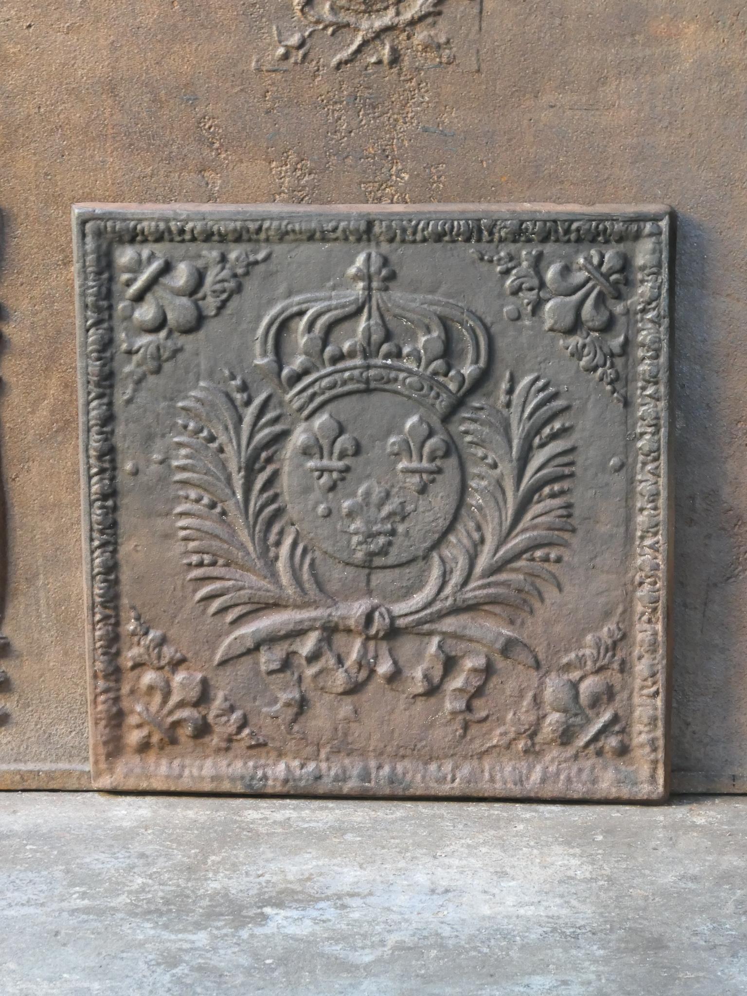 Cast French Louis XIV Style Arms of France Fireback