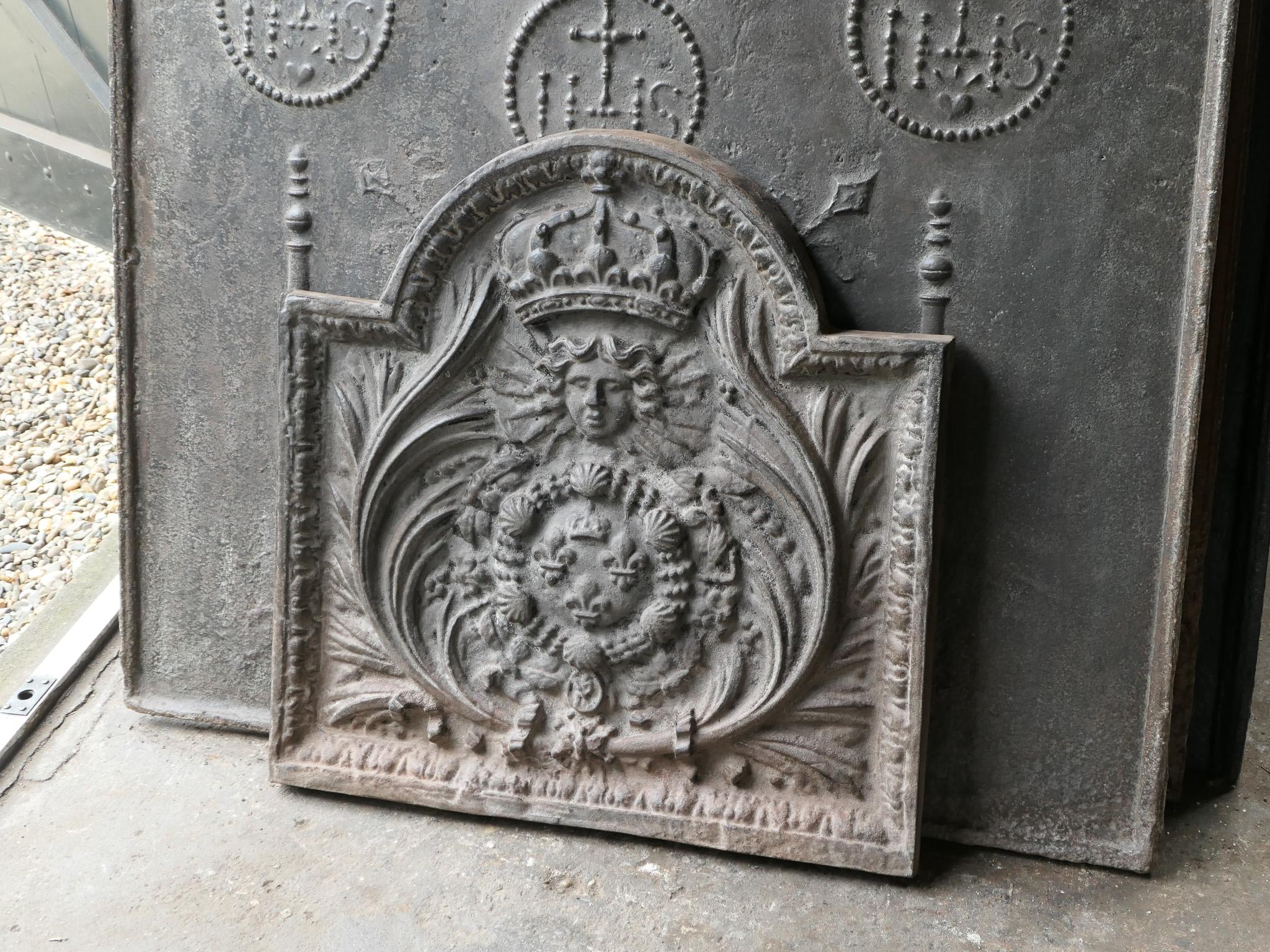 Cast French Louis XIV Style 'Arms of France' Fireback / Backsplash For Sale