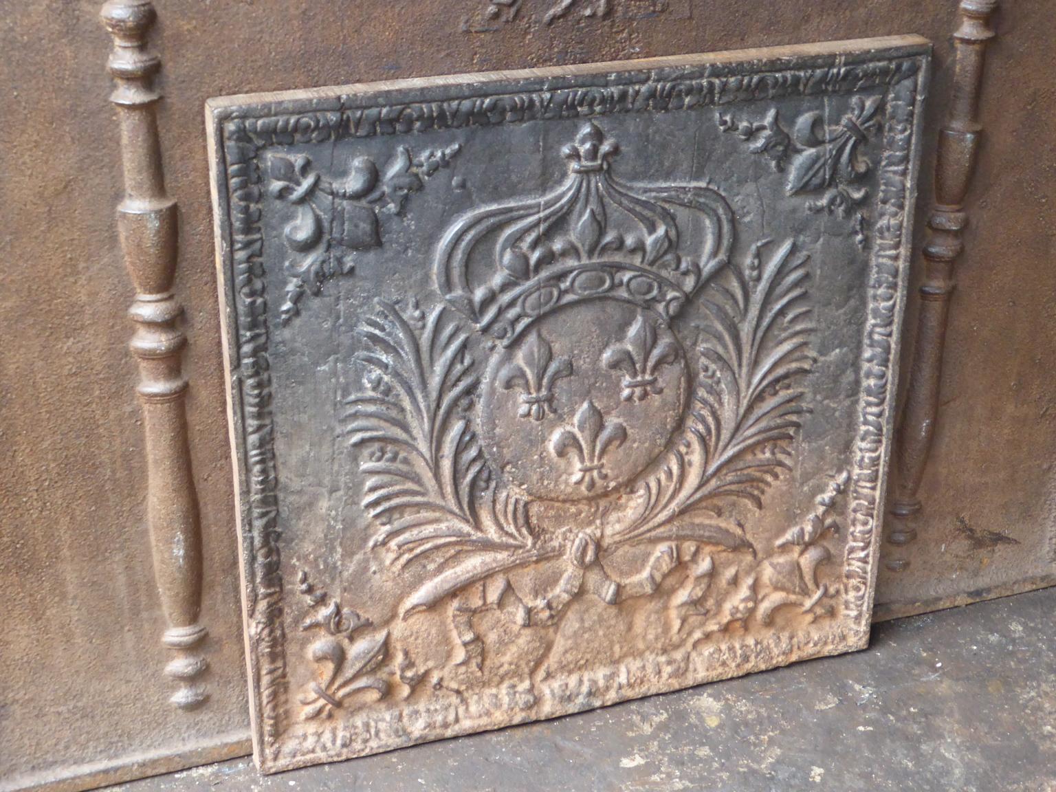 Cast French Louis XIV Style Arms of France Fireback