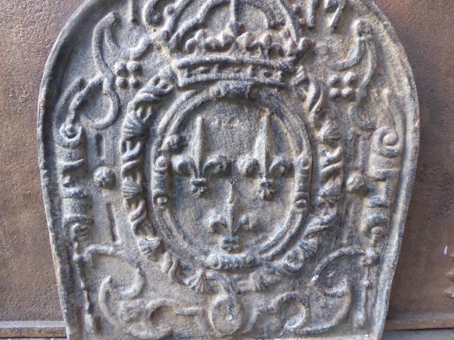 20th Century French Louis XIV Style 'Arms of France' Fireback