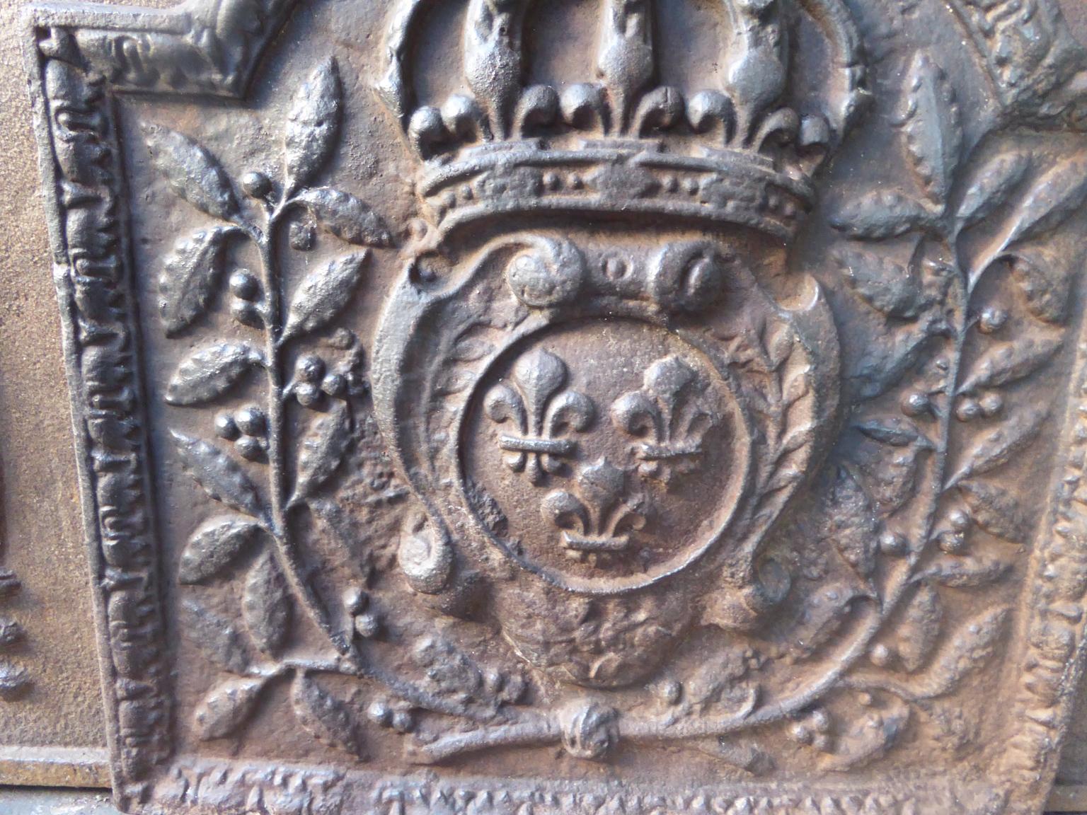 20th Century French Louis XIV Style 'Arms of France' Fireback