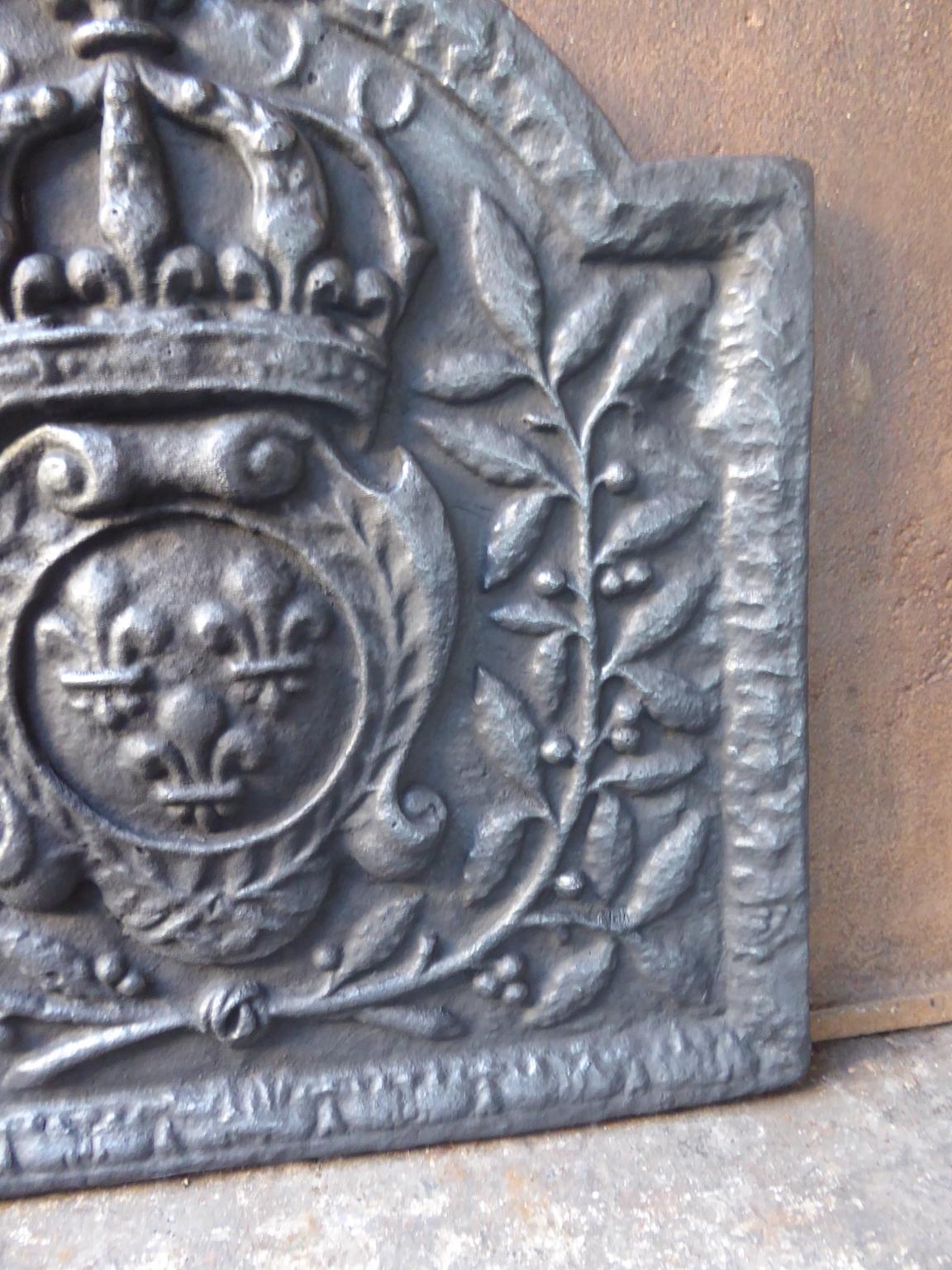 20th Century French Louis XIV Style 'Arms of France' Fireback