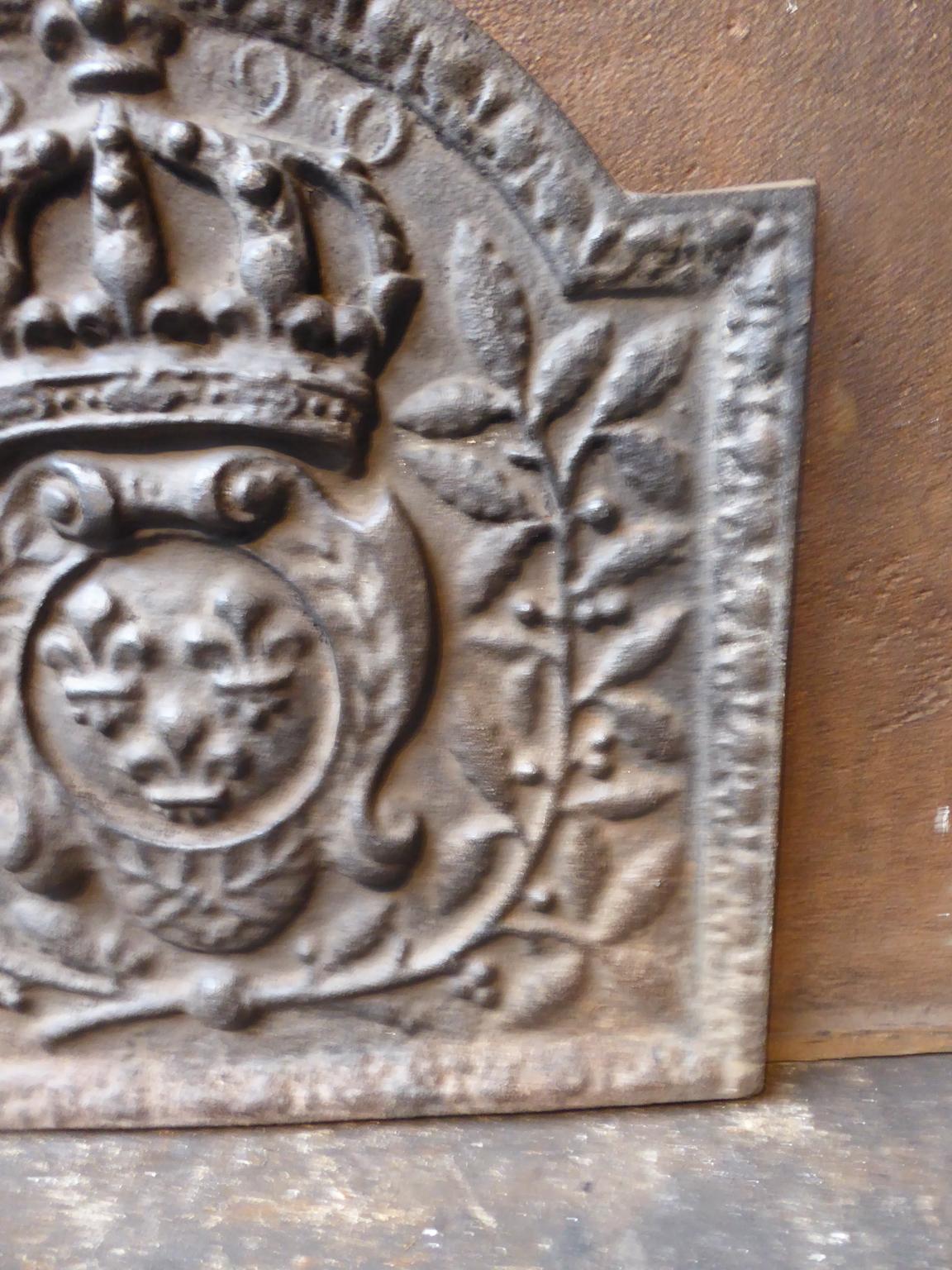 20th Century French Louis XIV Style 'Arms of France' Fireback