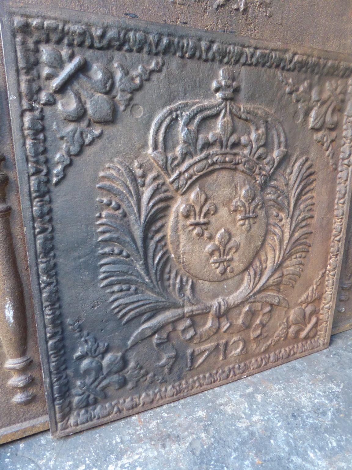 Iron French Louis XIV Style 'Arms of France' Fireback